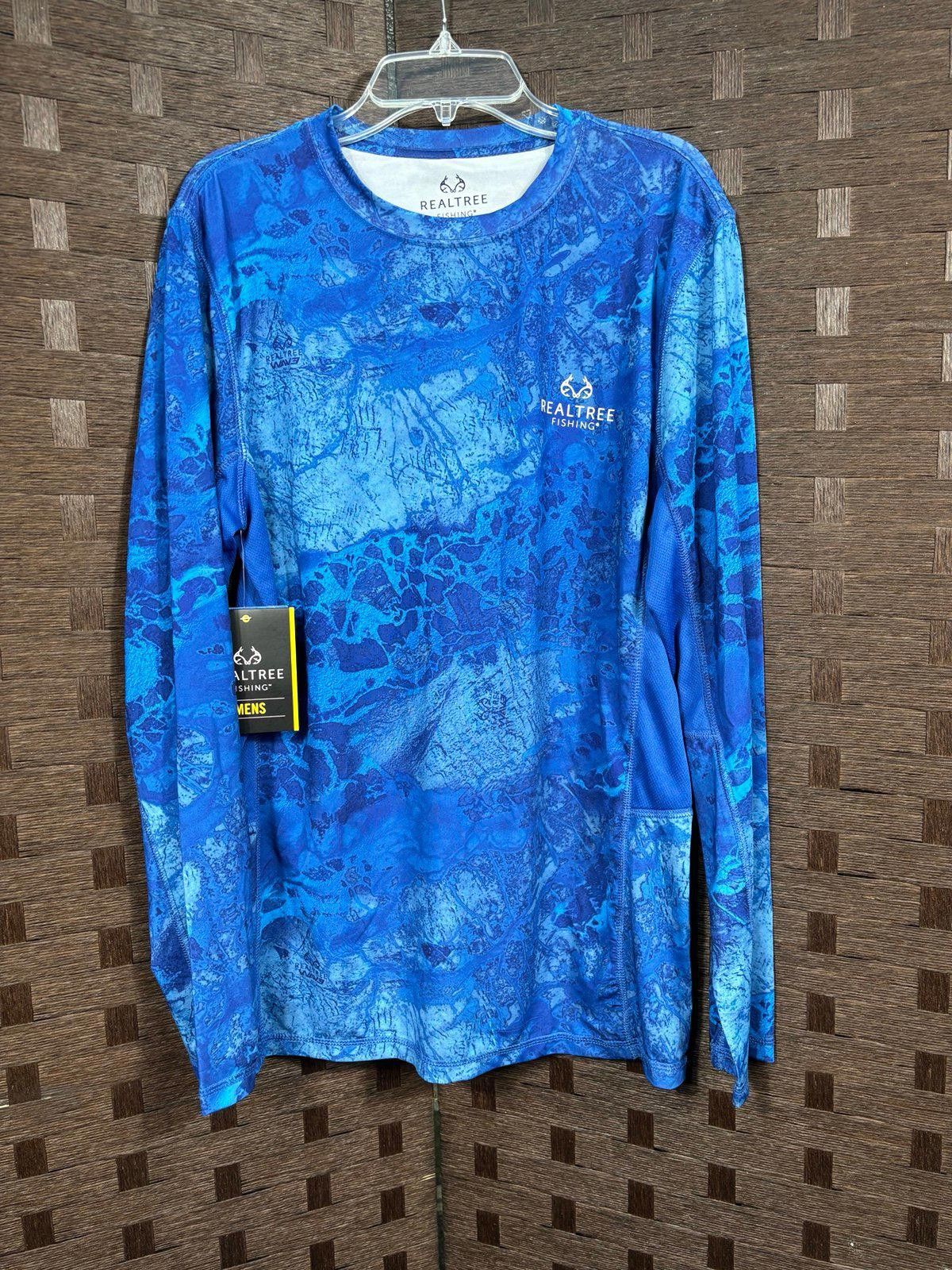 Realtree Wave Blue Camo Mens XL Long Sleeve Pullover Fishing