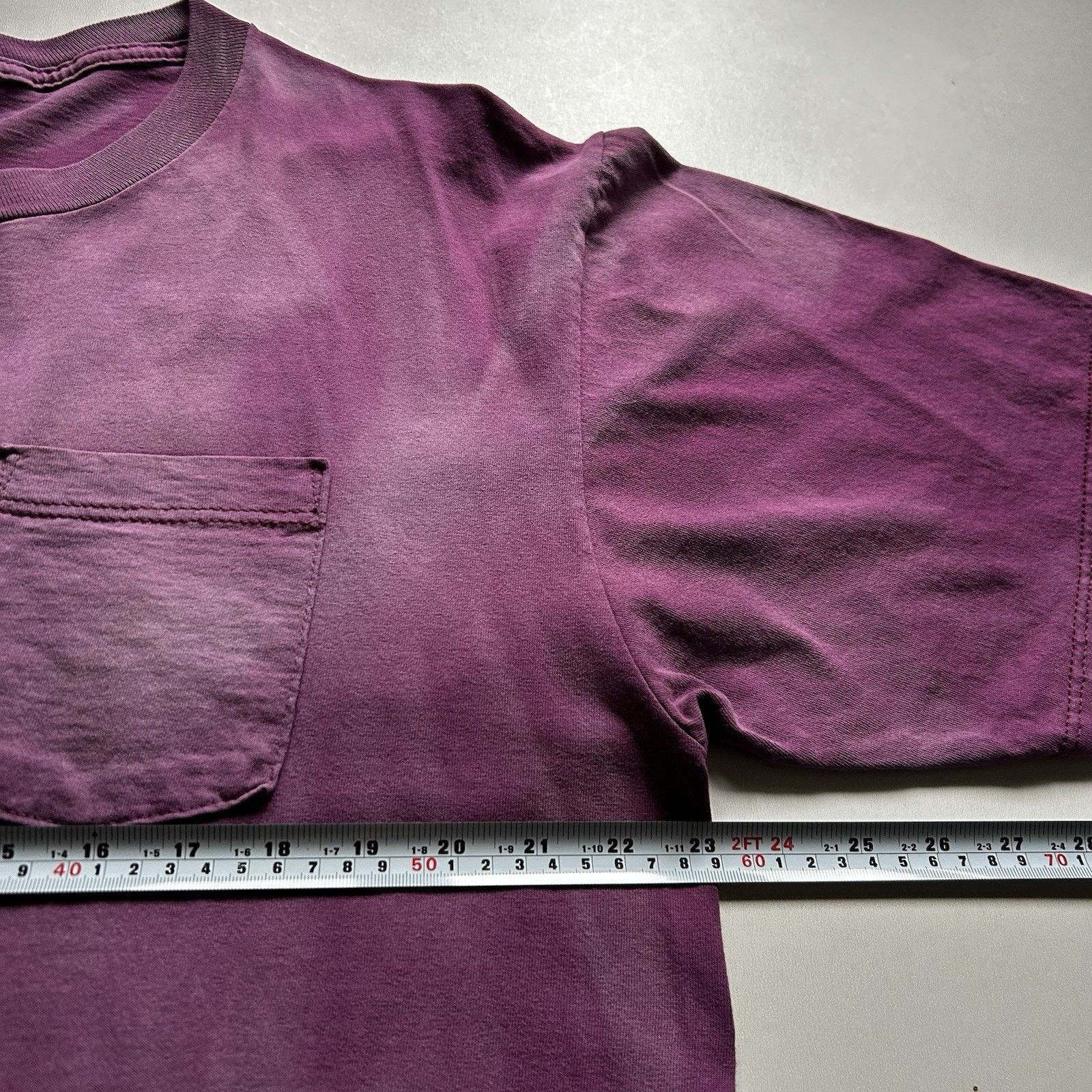 Vintage Vintage 90s Sun Faded Purple Blank Pocket T Shirt Large Rare Size US XL / EU 56 / 4 - 6 Thumbnail