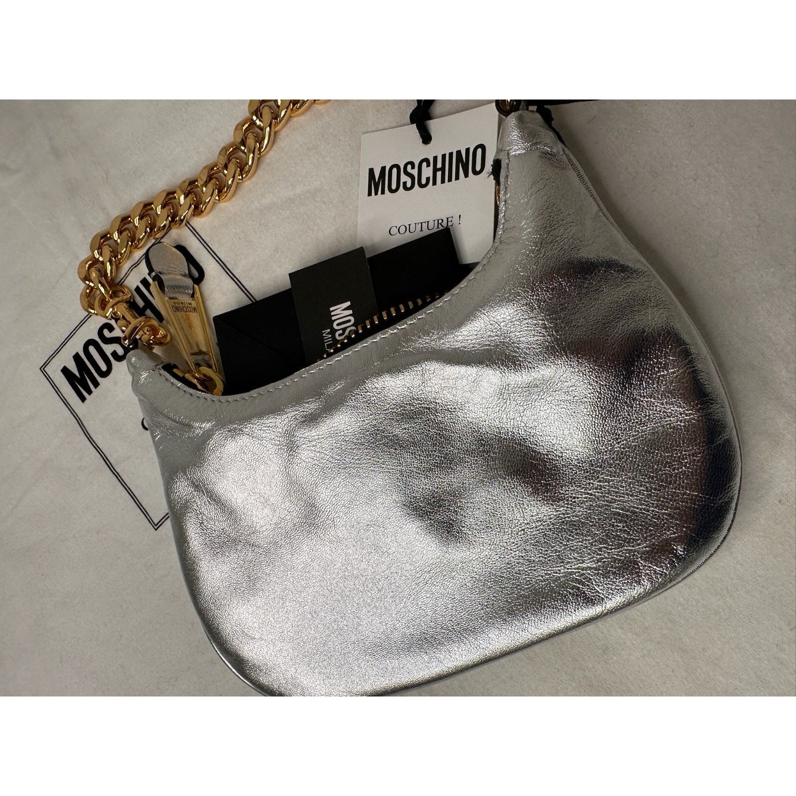 Moschino SS23 MOSCHINO Couture Jeremy Scott Silver Top Handle Bag Size ONE SIZE - 8 Thumbnail