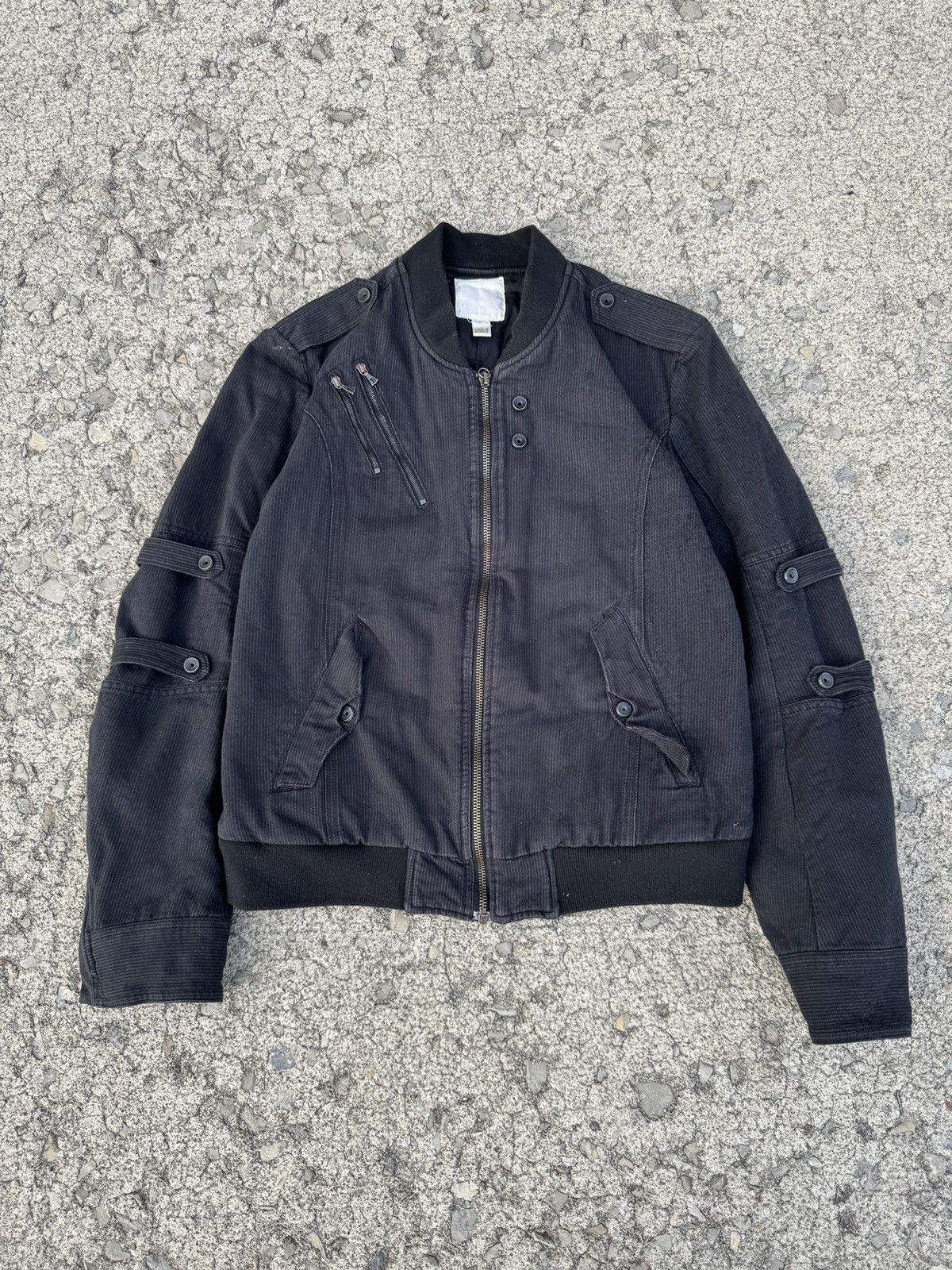 image of Archival Clothing x Diesel Crazy Archive Diesel Cropped Zip - Up Bomber Jacket in Black (Size Large