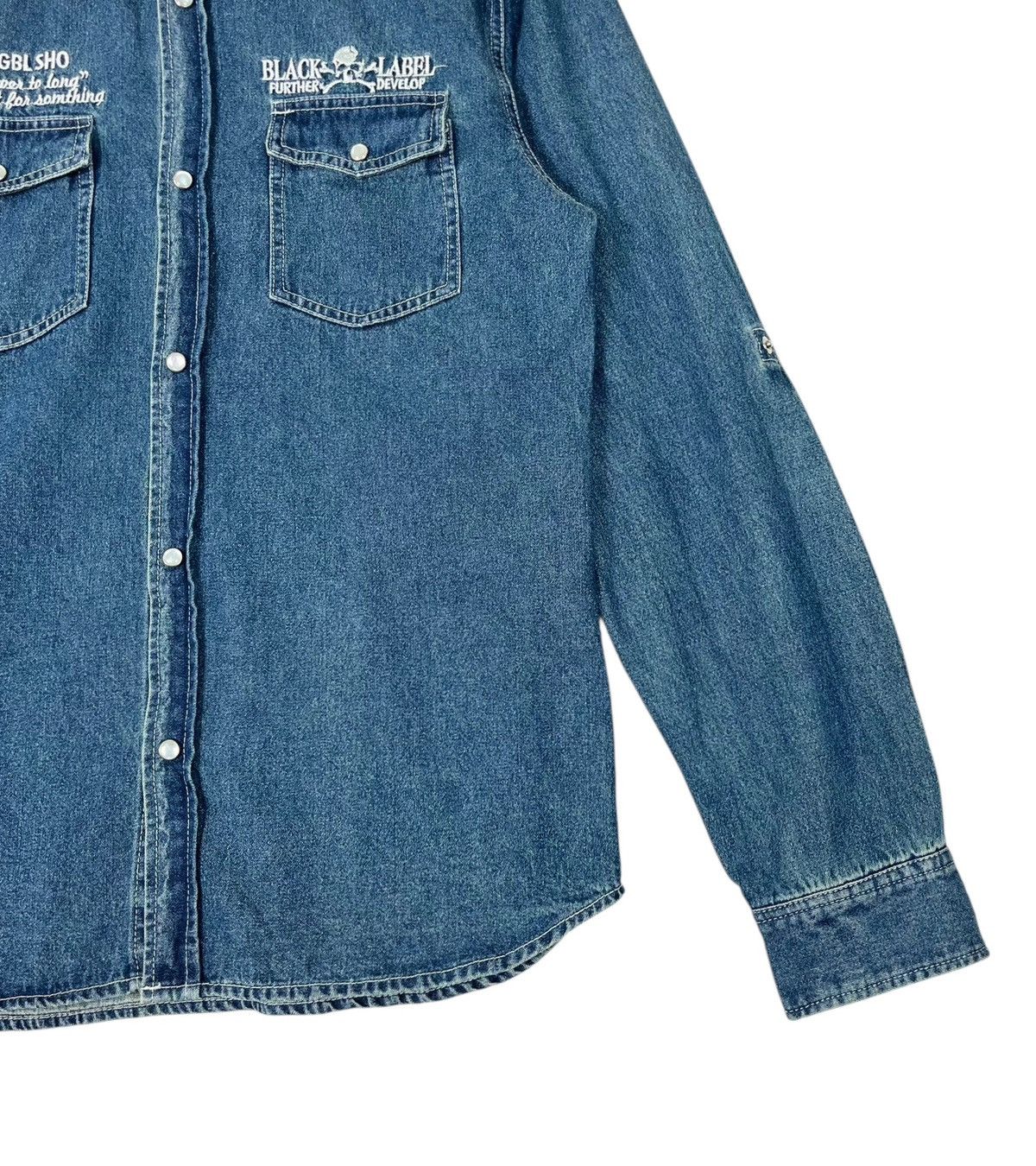 Japanese Brand Bernings Sho Embroidery Logo Snap Button Denim Shirt Size US L / EU 52-54 / 3 - 6 Thumbnail