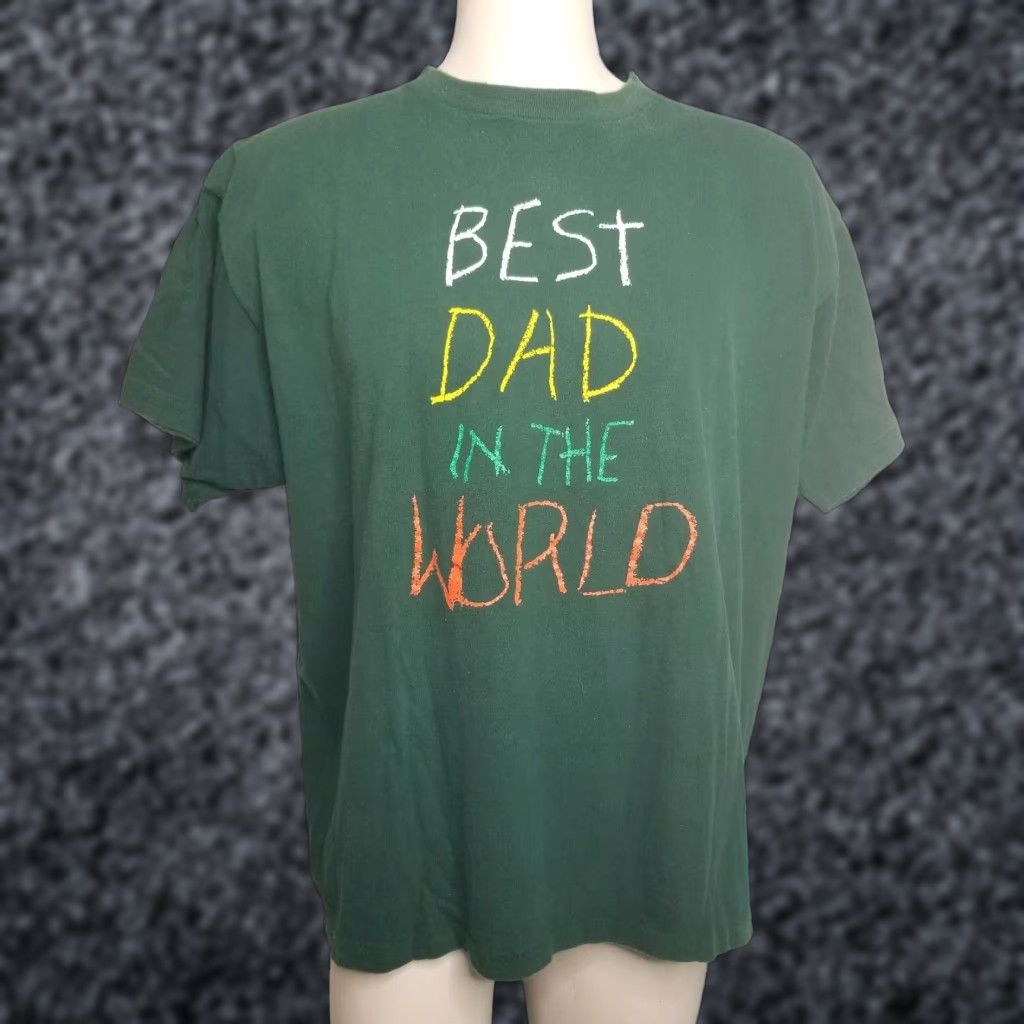 Vintage VINTAGE Savvy 90s Graphic T-Shirt Best Dad In The World Green 3XL Mens Size US XXL / EU 58 / 5 - 1 Thumbnail