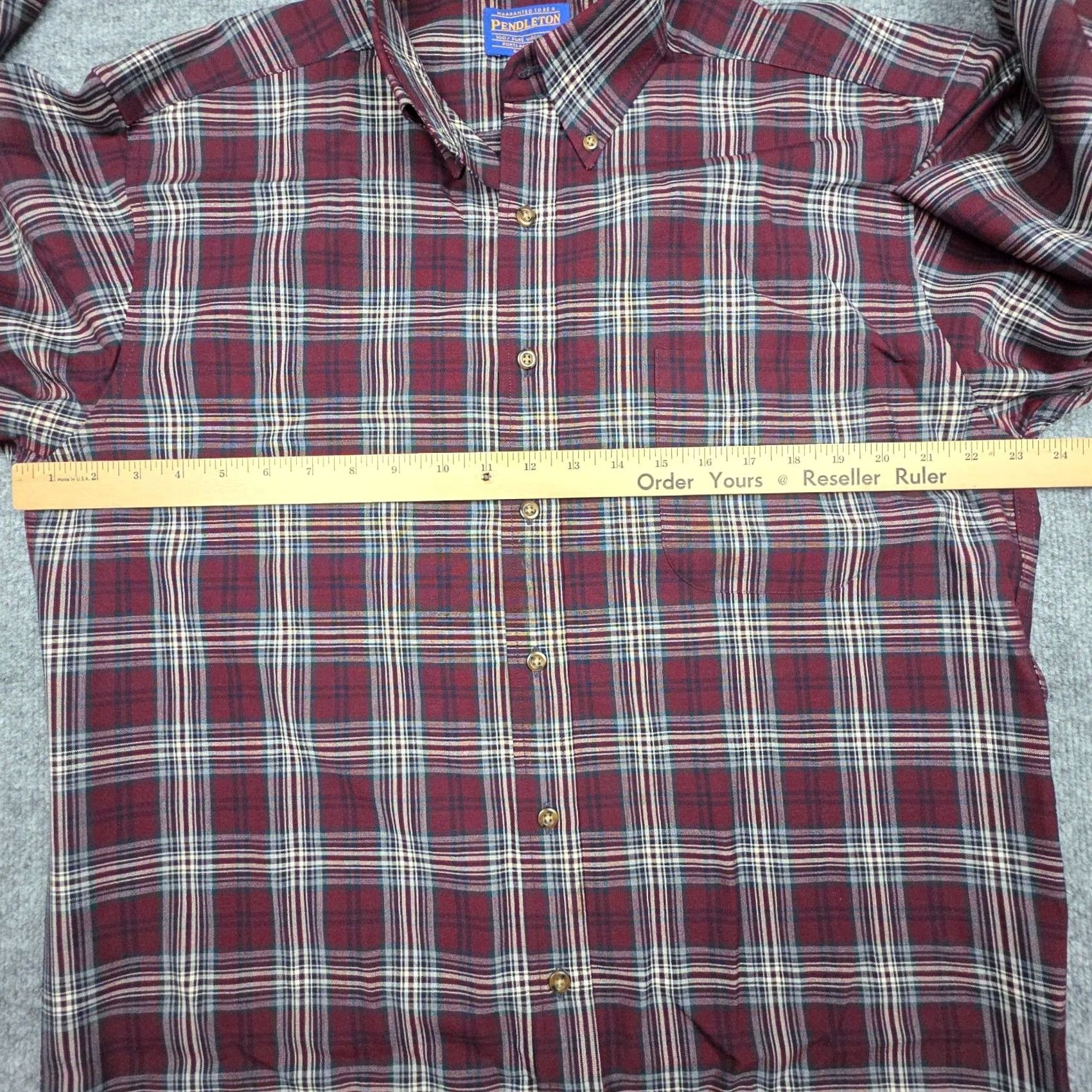 Pendleton VINTAGE Pendleton Sir Pendleton Shirt Men's Medium Red Plaid Fine Worsted Wool Shirt Size US M / EU 48-50 / 2 - 7 Thumbnail