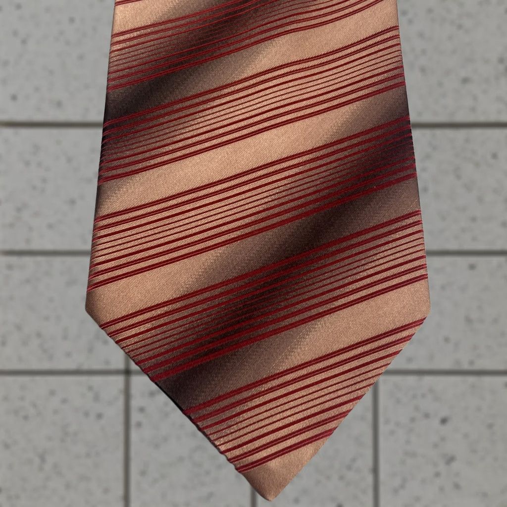 Vintage VINTAGE Repp Geometric Illusion Necktie Silk ITALY 4x57" Silver Red Abstract Pattern Designer Wide Men’s Tie Size ONE SIZE - 1 Thumbnail