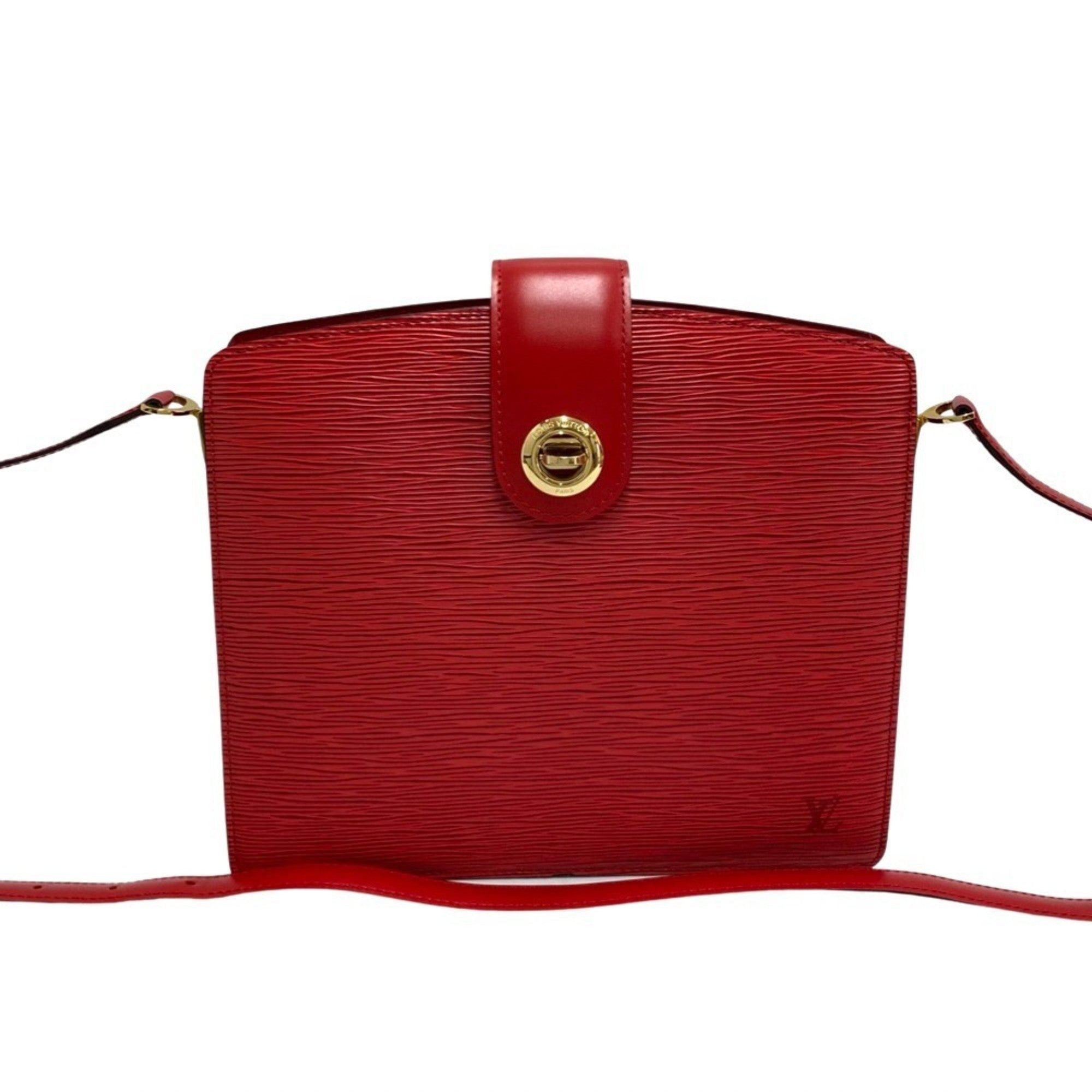 image of Louis Vuitton Vintage Capuchin Epi Leather Genuine Shoulder Bag Crossbody Red in Gold, Women's