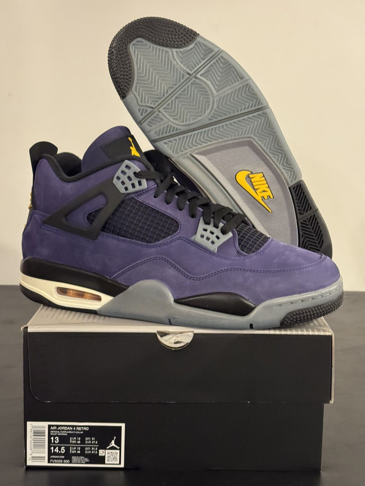 Jordan Brand Nike Air Jordan 4 Lakers Lakeshow Imperial Purple Size 13 Size US 13 / EU 46 - 5 Thumbnail