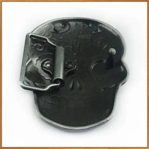 Other blue enameled skull head belt buckle ( no belt ) Size ONE SIZE - 4 Thumbnail
