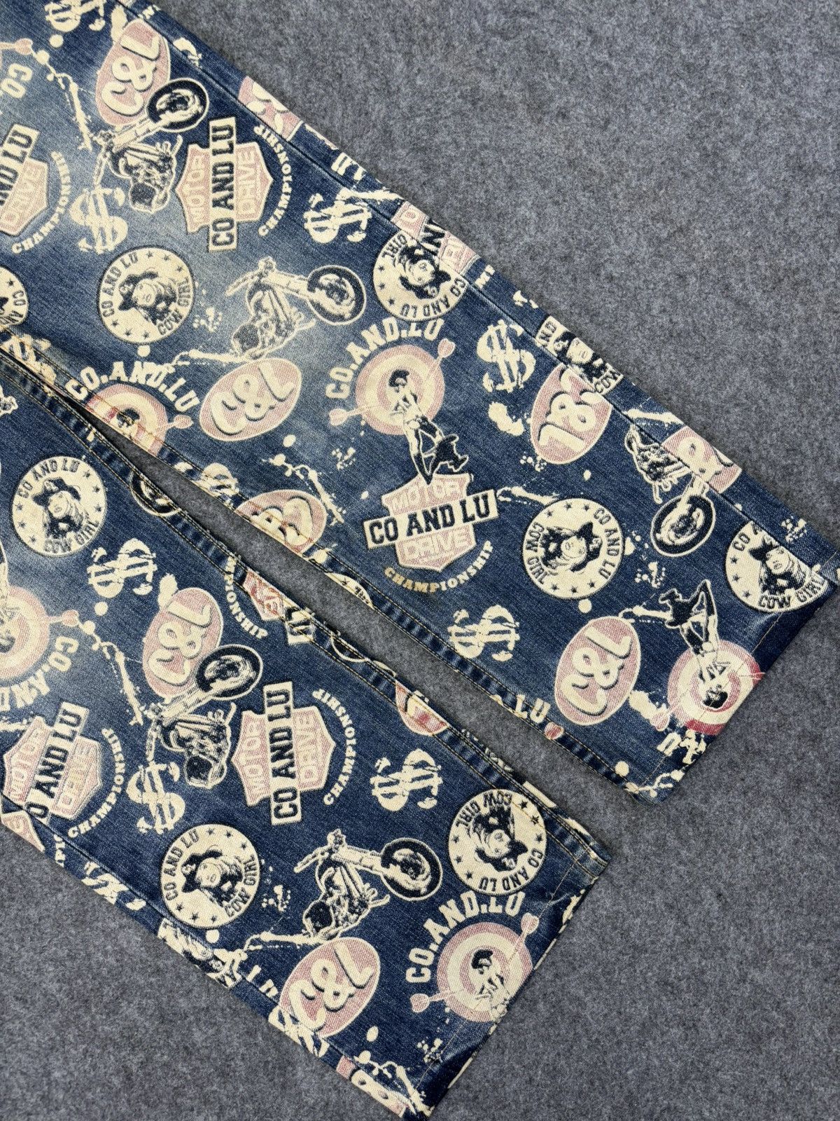Japanese Brand 💥Hysteric Style💥Co&Lu Full Print Stone Wash Denim F695 Size US 33 - 7 Thumbnail