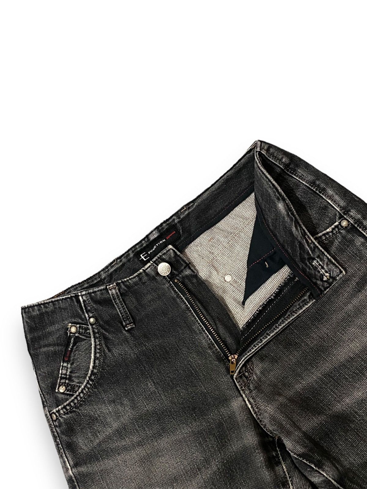 Edwin × Japanese Brand × Le Grande Bleu (L.G.B.) Vintage Edwin E Function Black Faded Curved Leg Jeans Pants Size US 31 - 12 Thumbnail