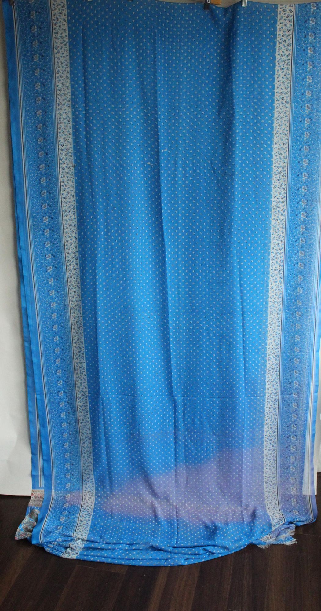 Vintage Vintage 1990s Indian Sari, Authentic Sky Blue Chiffon with a Size ONE SIZE - 2 Thumbnail