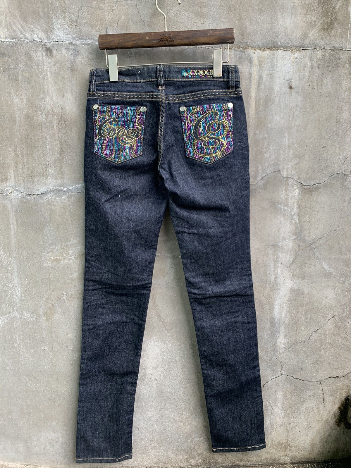 Coogi Rhinestone Logo Denim Jeans Size 27" / US 4 / IT 40 - 1 Thumbnail