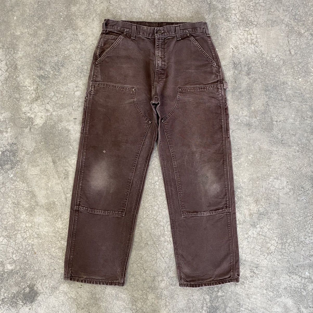 Carhartt × Vintage VTG Carhartt Double Knee Faded Brown Carpenter Work Pants Size US 34 / EU 50 - 3 Thumbnail