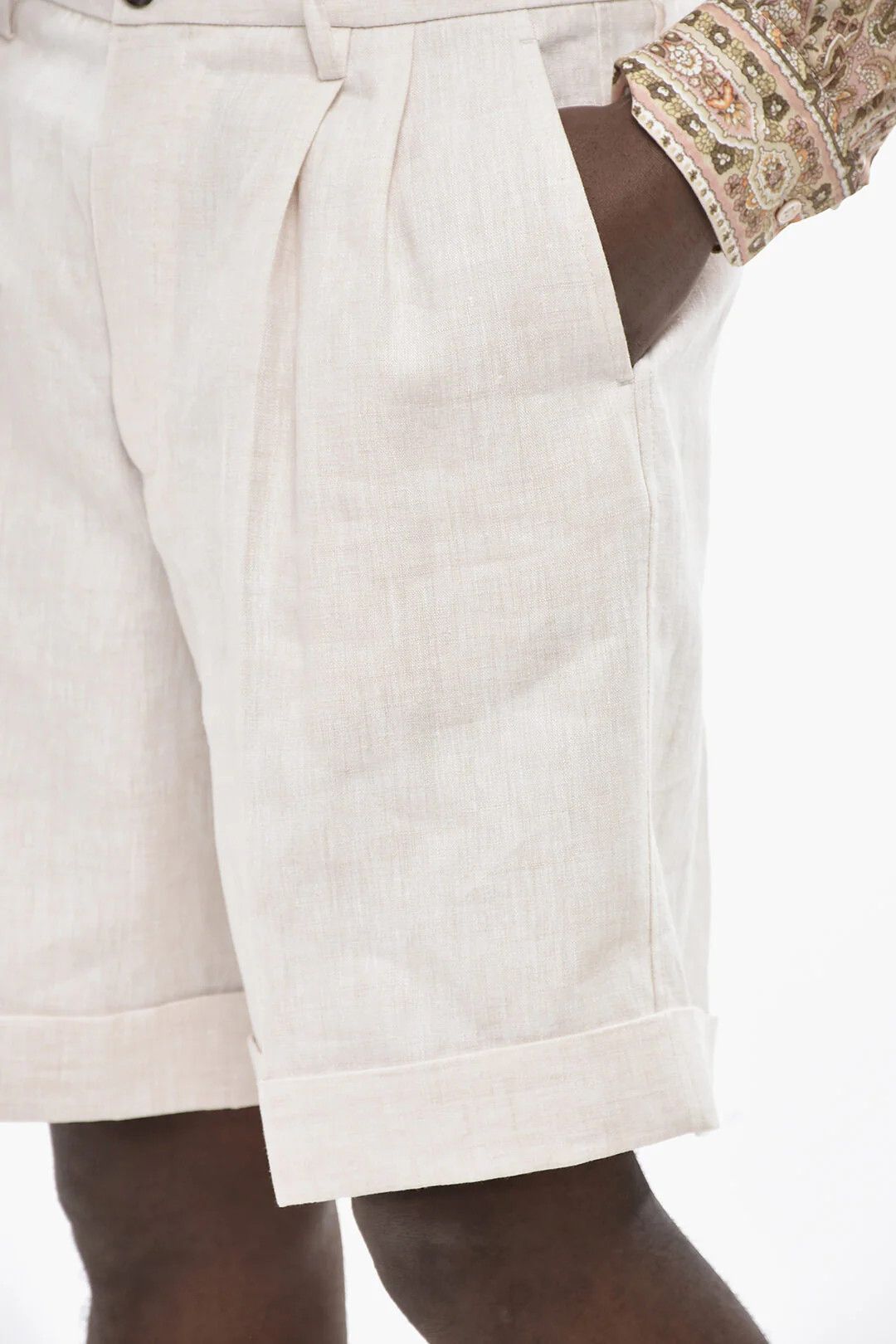 Valentino og1mm0426 Linen Short in Beige Size US 32 / EU 48 - 3 Thumbnail