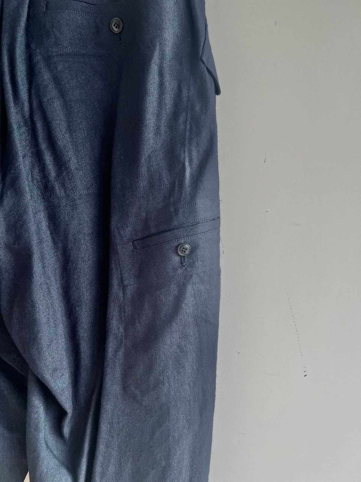 Yohji Yamamoto B Yohji Yamamoto - Hem Loops Military pants NAVY LINEN Size US 28 / EU 44 - 5 Thumbnail