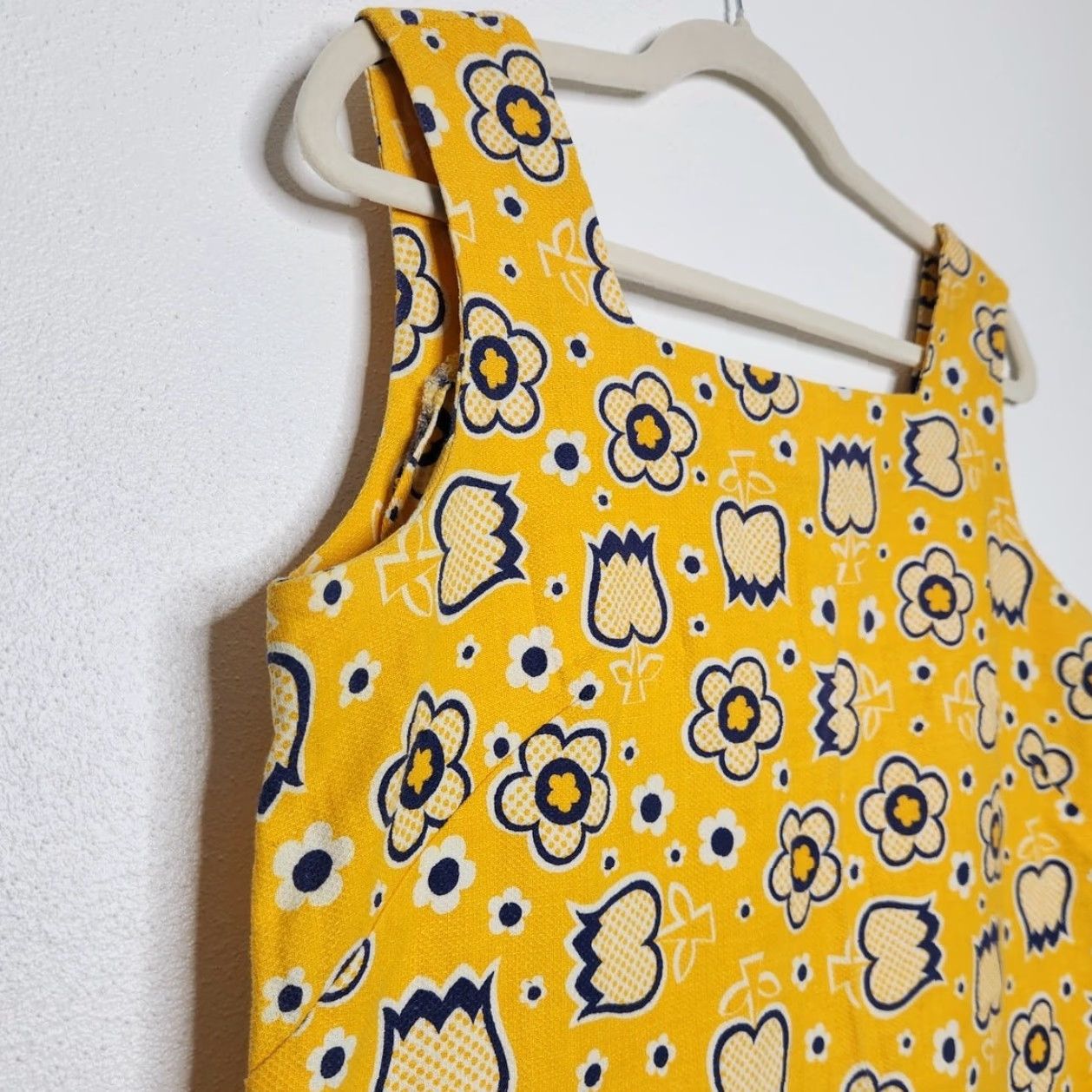 Vintage VINTAGE Dress Tulip Flower Tunic Boxy Mini Short Yellow 60s 70s Women Girls Mens Size S / US 4 / IT 40 - 4 Thumbnail