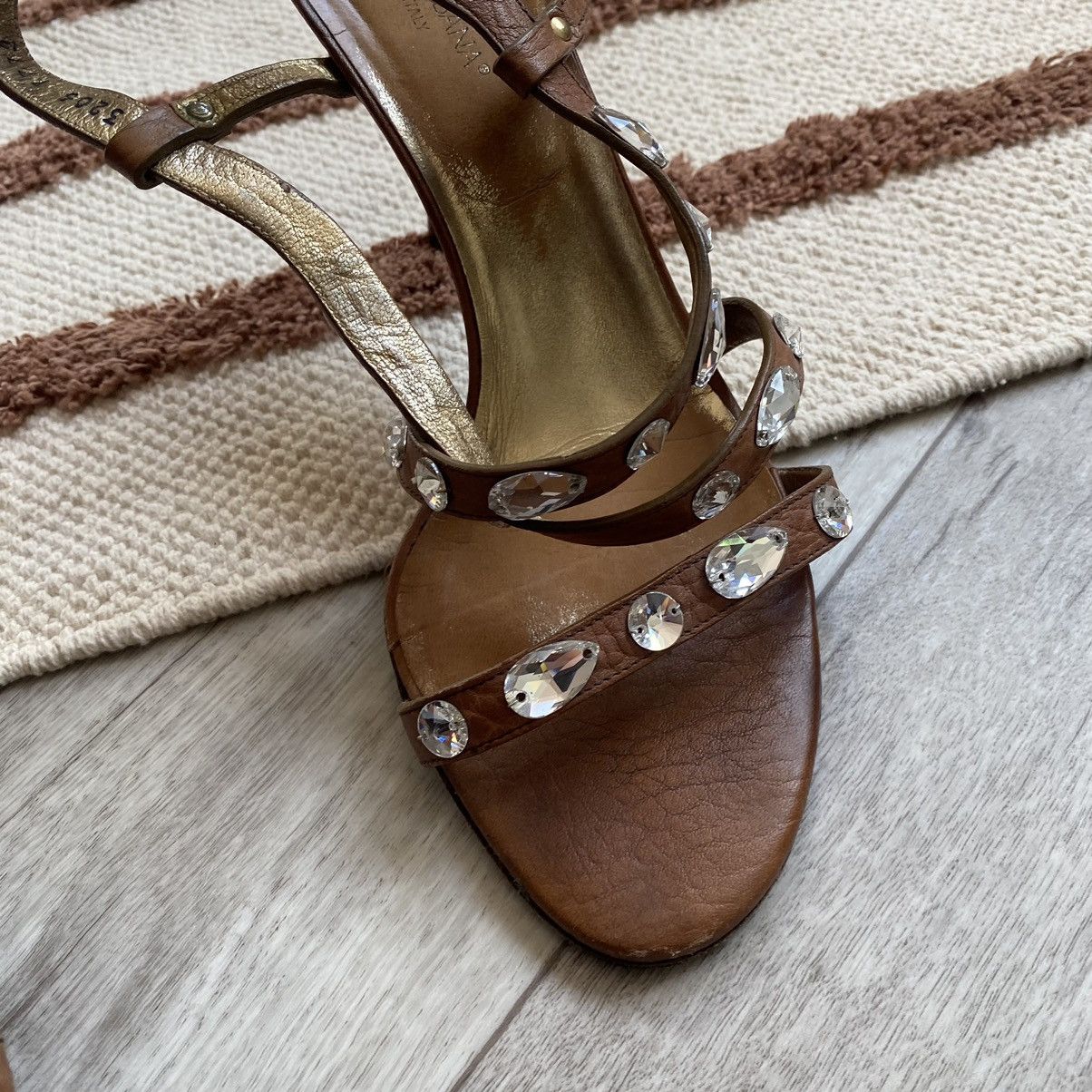 Dolce & Gabbana DOLCE AND GABBANA LEATHER EMBELLISHED SANDALS Size US 9.5 / IT 39.5 - 3 Thumbnail