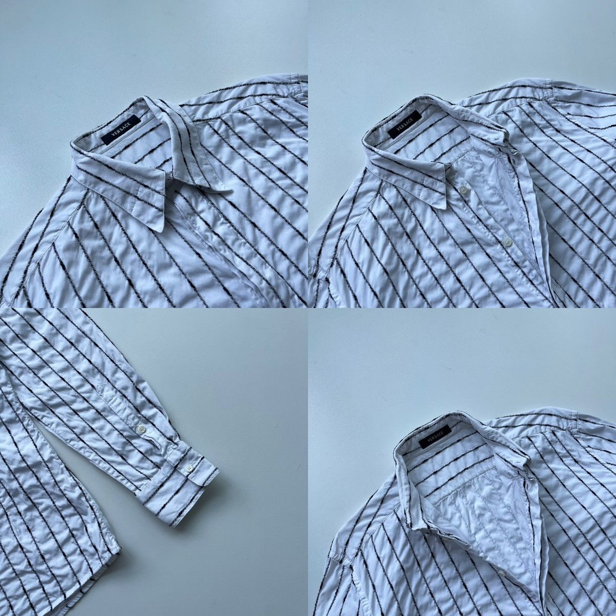 Versace Gianni Versace 3D Striped Cotton Button Ups Classic Shirt Size US L / EU 52-54 / 3 - 5 Thumbnail
