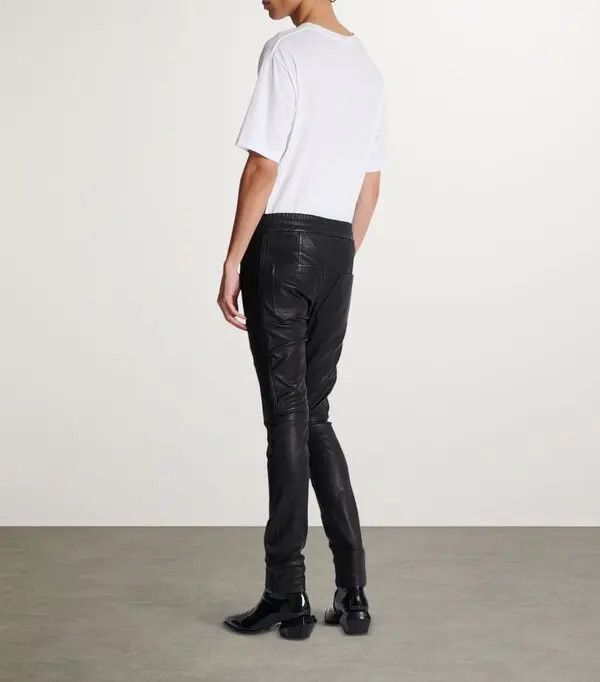 Balmain o1s1wg111025 Leather Biker Slim Jeans in Black Size US 34 / EU 50 - 4 Thumbnail