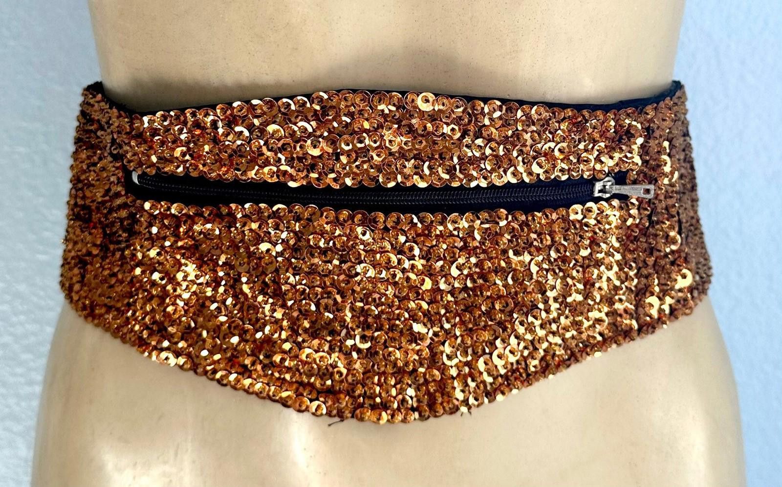 Designer Sequin Cummerbund Fashion Belt Copper Size ONE SIZE - 1 Thumbnail