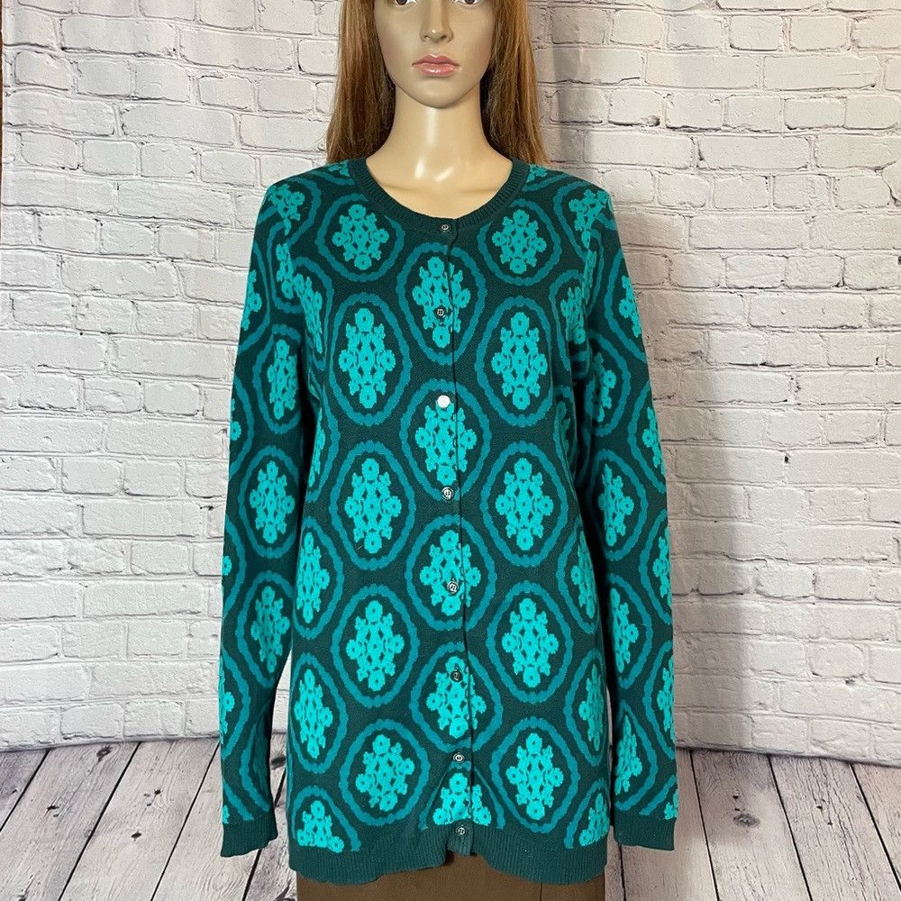 Isaac Mizrahi Isaac Mizrahi Live! Medallion Jacquard Cotton Blue Green Ca Size XXL / US 16-18 / IT 52-54 - 1 Thumbnail