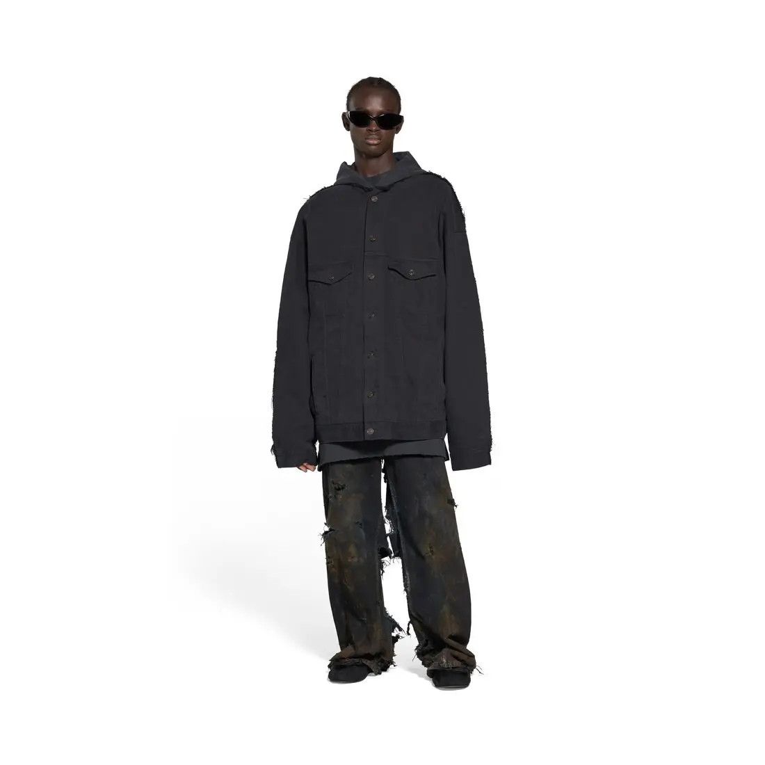 Balenciaga o1w1db10425 Paris Hybrid Hooded Jacket in Black Size US XXL / EU 58 / 5 - 6 Thumbnail
