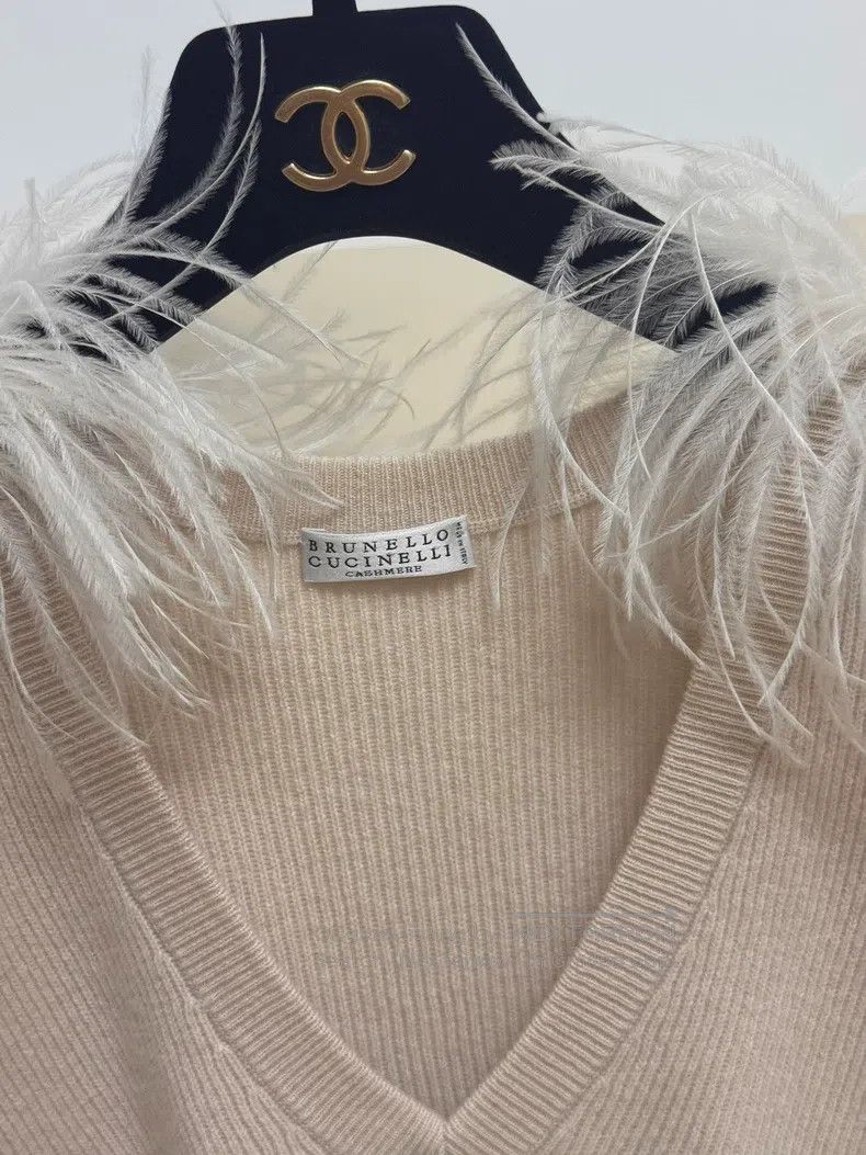 Brunello Cucinelli Brunello Cucinelli Beige Cashmere Sweater Size M / US 6-8 / IT 42-44 - 6 Thumbnail