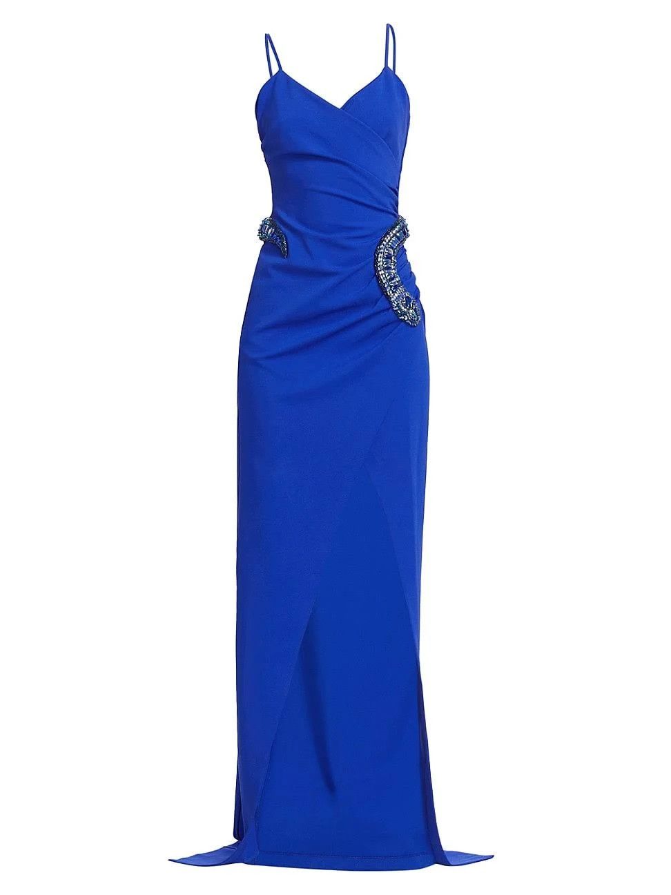 o1s1rm0624 Crystal Neck Maxi Dress in Blue
