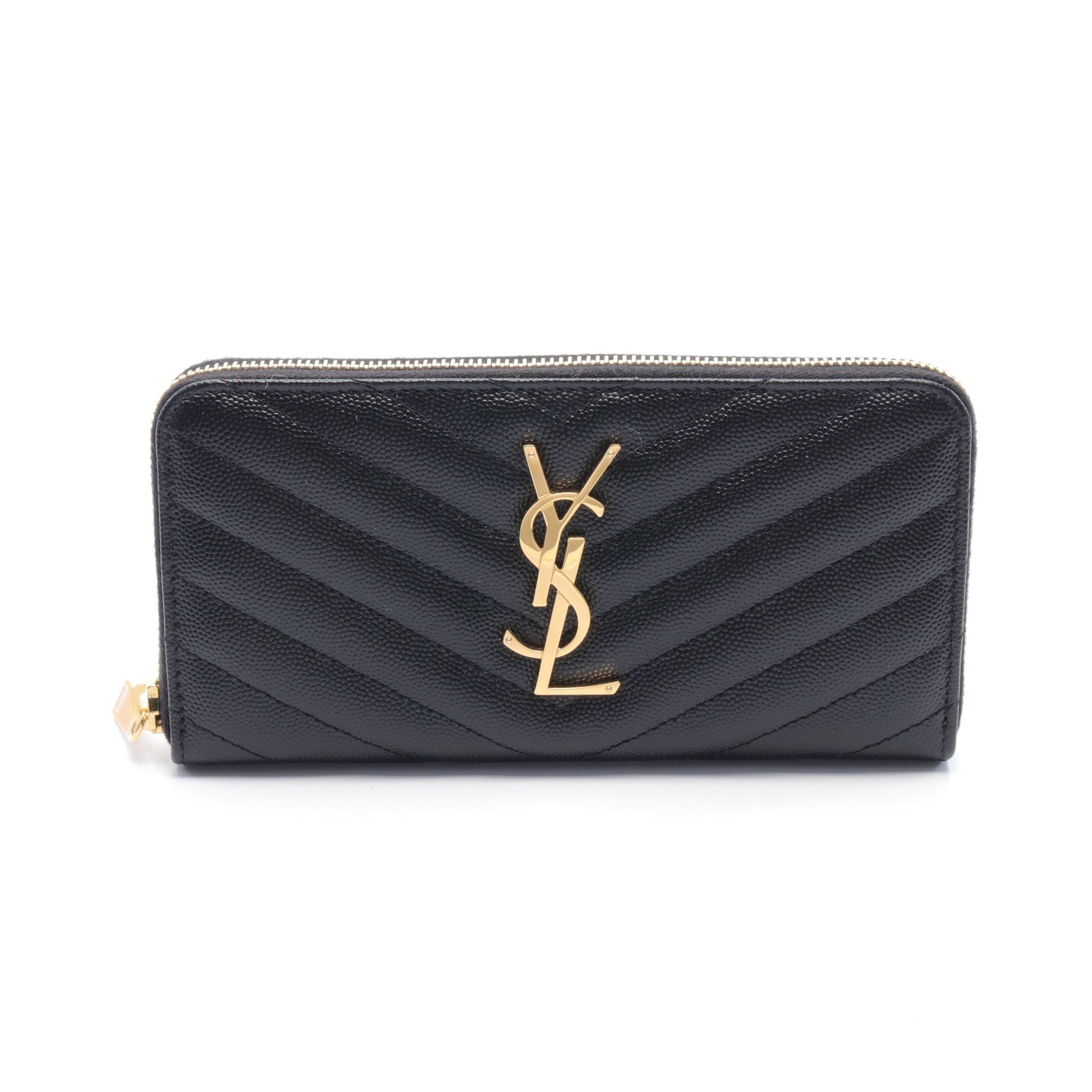 Yves Saint Laurent Yves Saint Laurent Monogram Saint Laurent Round Zipper Long Wallet Leather Black Size ONE SIZE - 1 Thumbnail