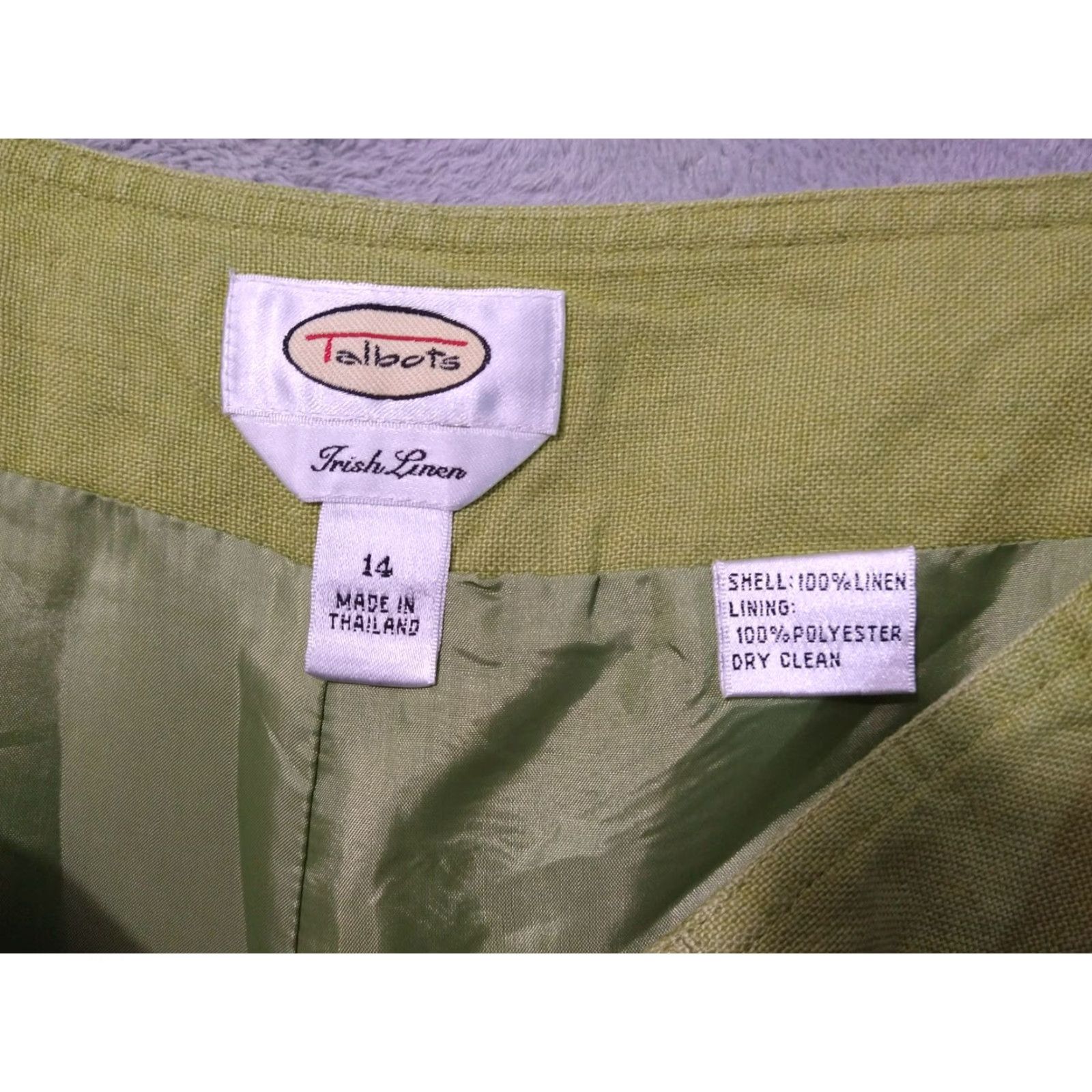 Talbots Talbots Pants Womens 14 Green Irish Linen Straight Leg High Rise Trouser Pull On Size 36" / US 14 / IT 50 - 7 Thumbnail