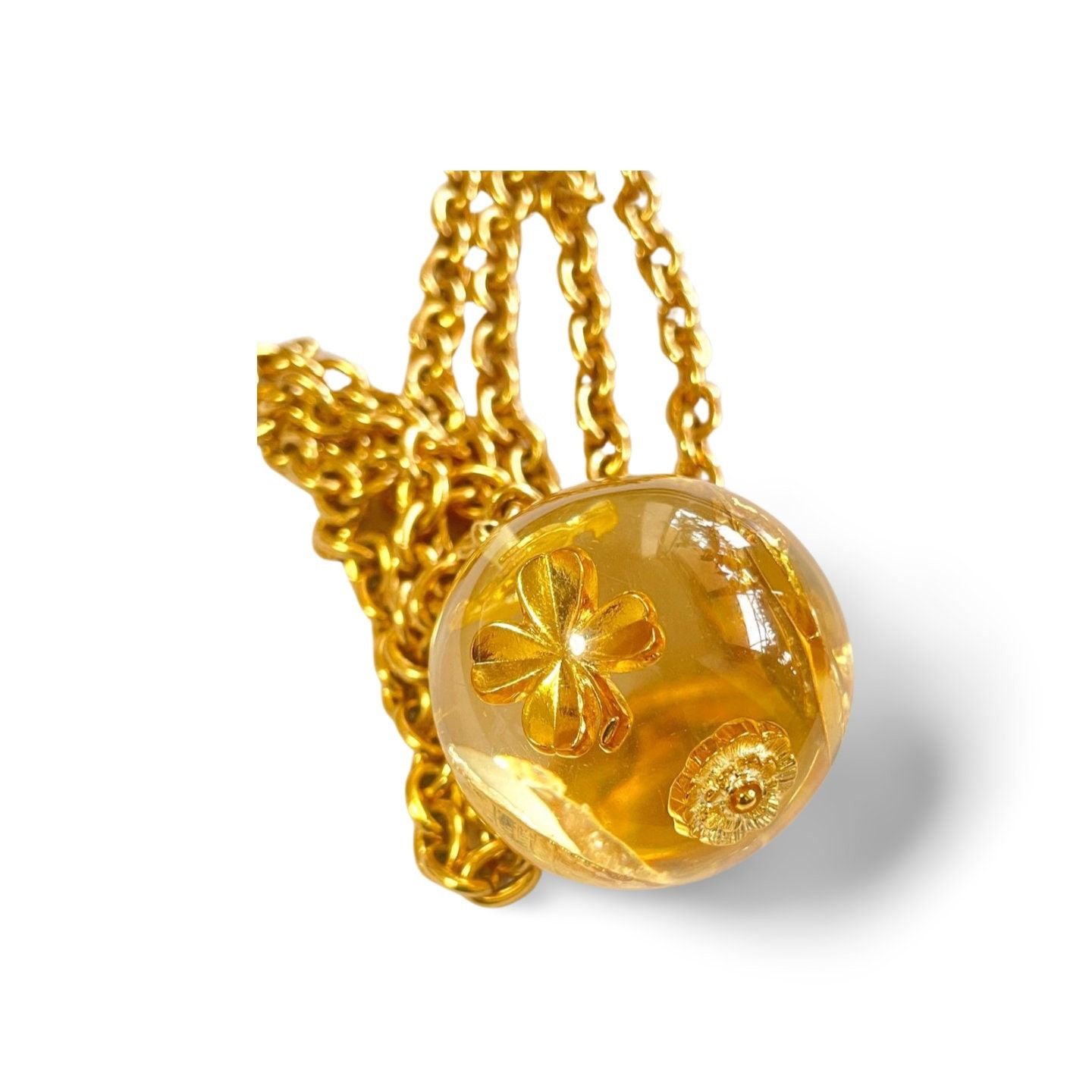 Vintage CHANEL long chain necklace with resin ball top