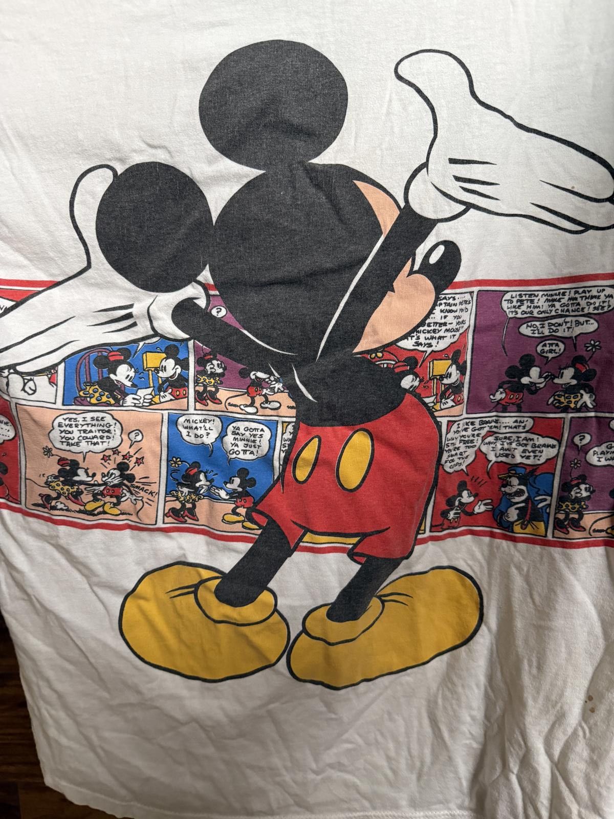 Designer VTG Mickey Mouse Comic Strip T-shirt Velva Sheen Wrap Tee XL Size US XL / EU 56 / 4 - 5 Thumbnail