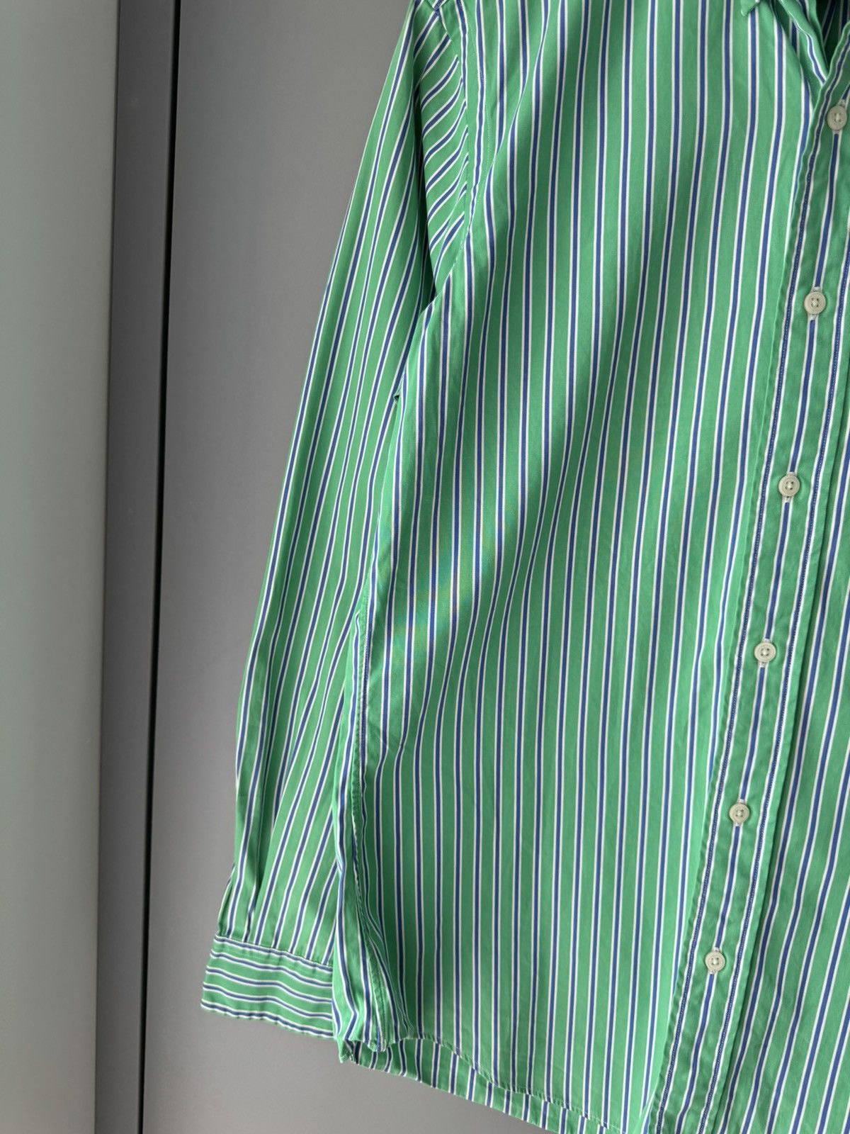 Polo Ralph Lauren × Vintage Polo Ralph Lauren Striped Classic Fit White Green Shirt Size US L / EU 52-54 / 3 - 3 Thumbnail