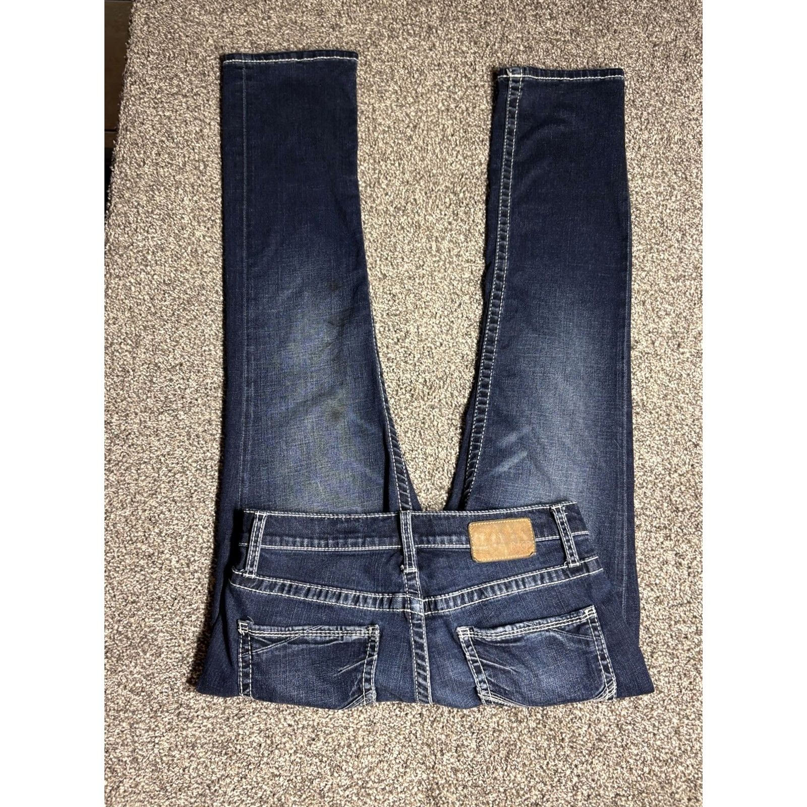 BKE BKE Jake Straight Jeans Mens 31x30 Dark Wash Stretch Denim Thick Stitch Flex Size US 31 - 3 Thumbnail