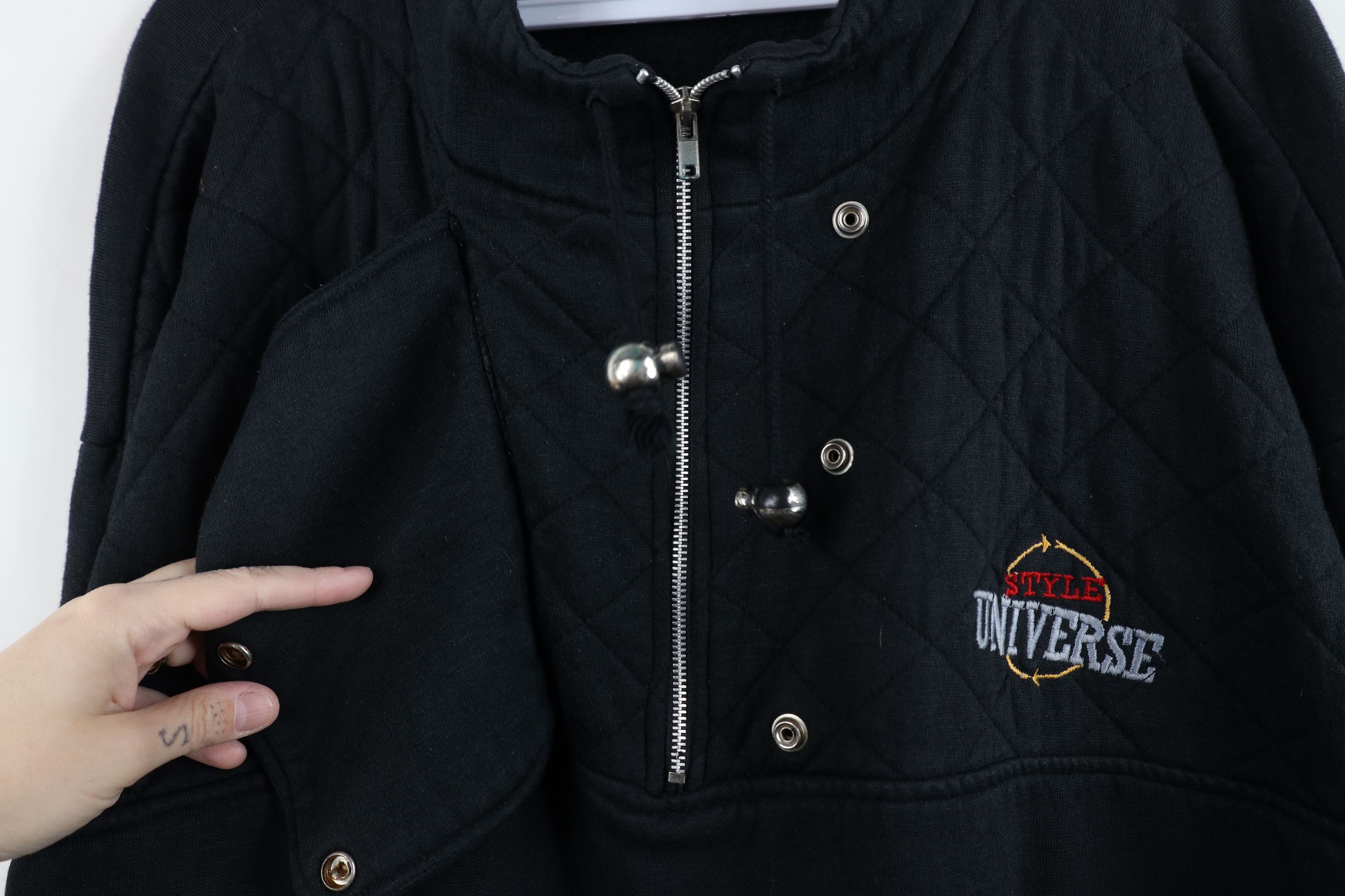 Vintage Vintage 90s Streetwear Quilted Bib Baggy Sweatshirt Black Size 3XL / US 20-22 - 12 Thumbnail