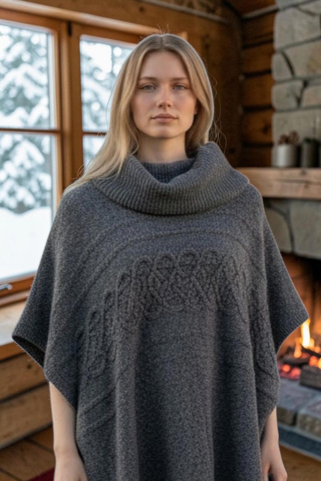 Other Reitmans S Womens Knit Poncho Cowl Neck Cable Textured Shawl Size S / US 4 / IT 40 - 1 Thumbnail