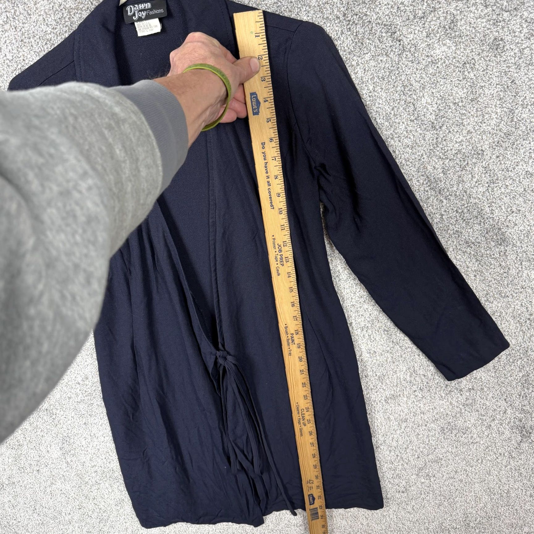Vintage VINTAGE Dawn Joy Fashions Cardigan Sweater 5/6 Blue Open Front Belted Collared Knit Office Womens Juniors Long Sleeve USA Made Size S / US 4 / IT 40 - 2 Thumbnail