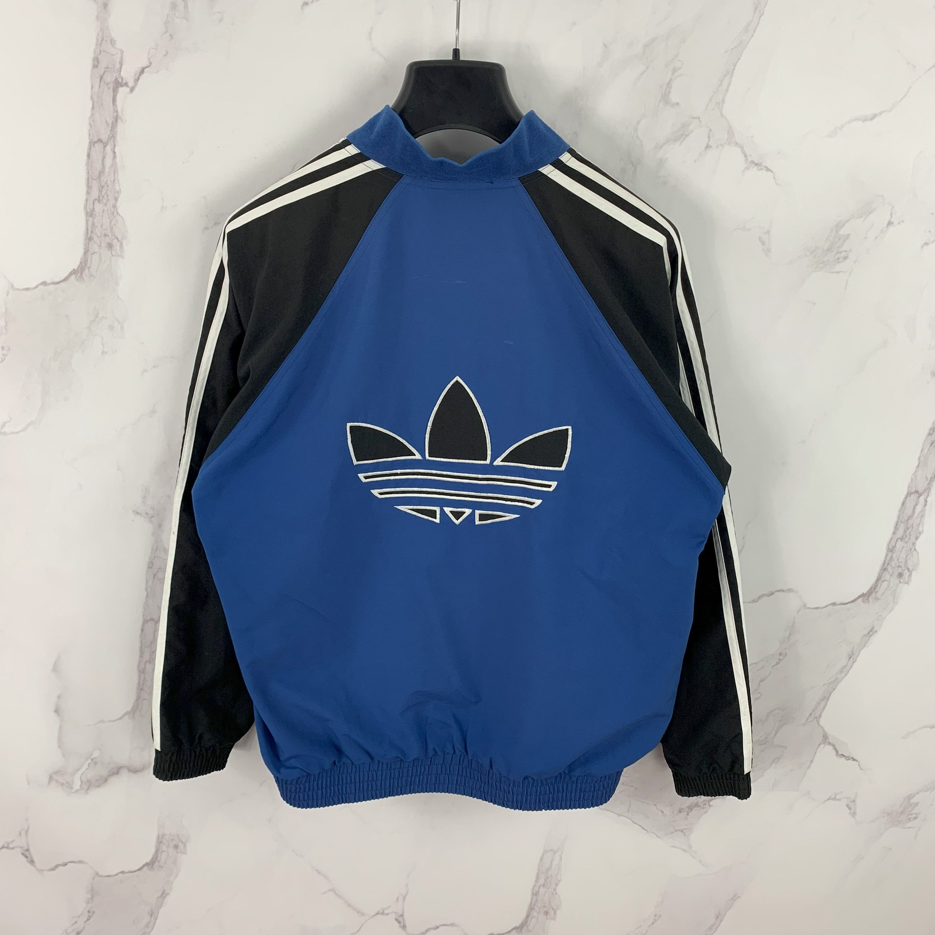 Vintage Adidas Big Trefoil Logo Track Jacket Ribbed Collar M