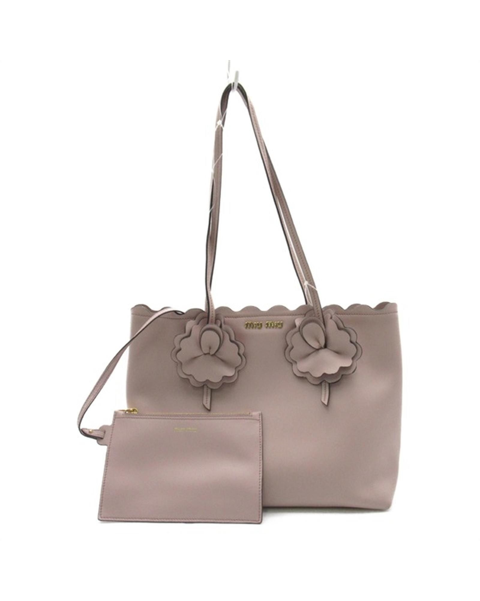 image of Miu Miu Flower Handle Tote Bag in Pink, Women's