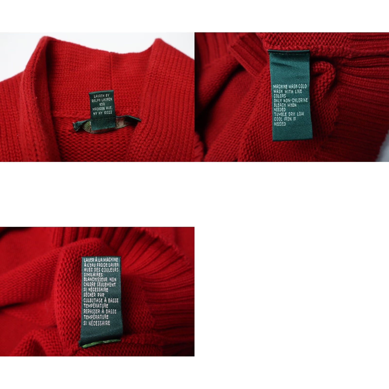 Ralph Lauren RALPH LAUREN Lauren Jumper Women's MEDIUM Red Rib Knitted Button Pure Cotton Size M / US 6-8 / IT 42-44 - 8 Thumbnail