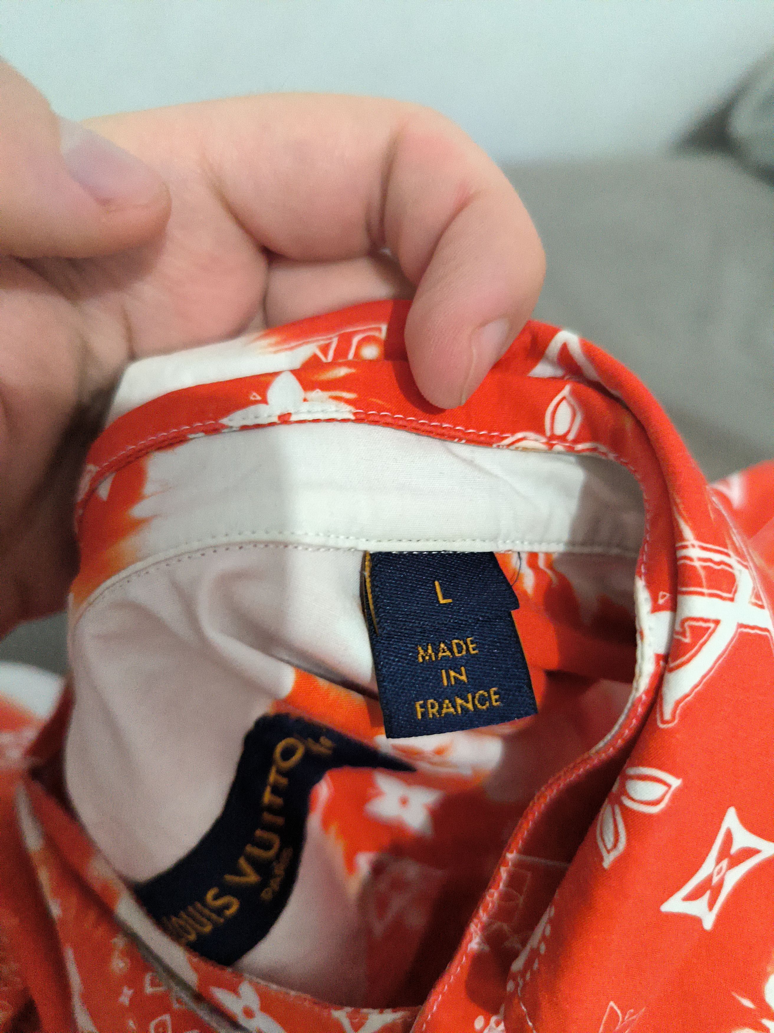 Louis Vuitton LV Monogram Bandana Orange-White Shirt, L, great condition Size US L / EU 52-54 / 3 - 8 Thumbnail