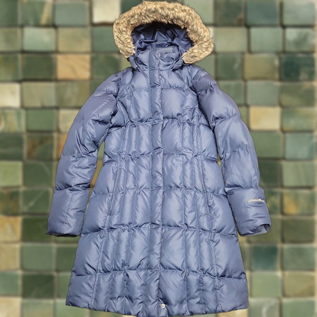 Eddie Bauer VINTAGE Eddie Bauer Down Coat Womens XS Blue Puffer Jacket Removable Hood Long Parka Size XS / US 0-2 / IT 36-38 - 1 Thumbnail