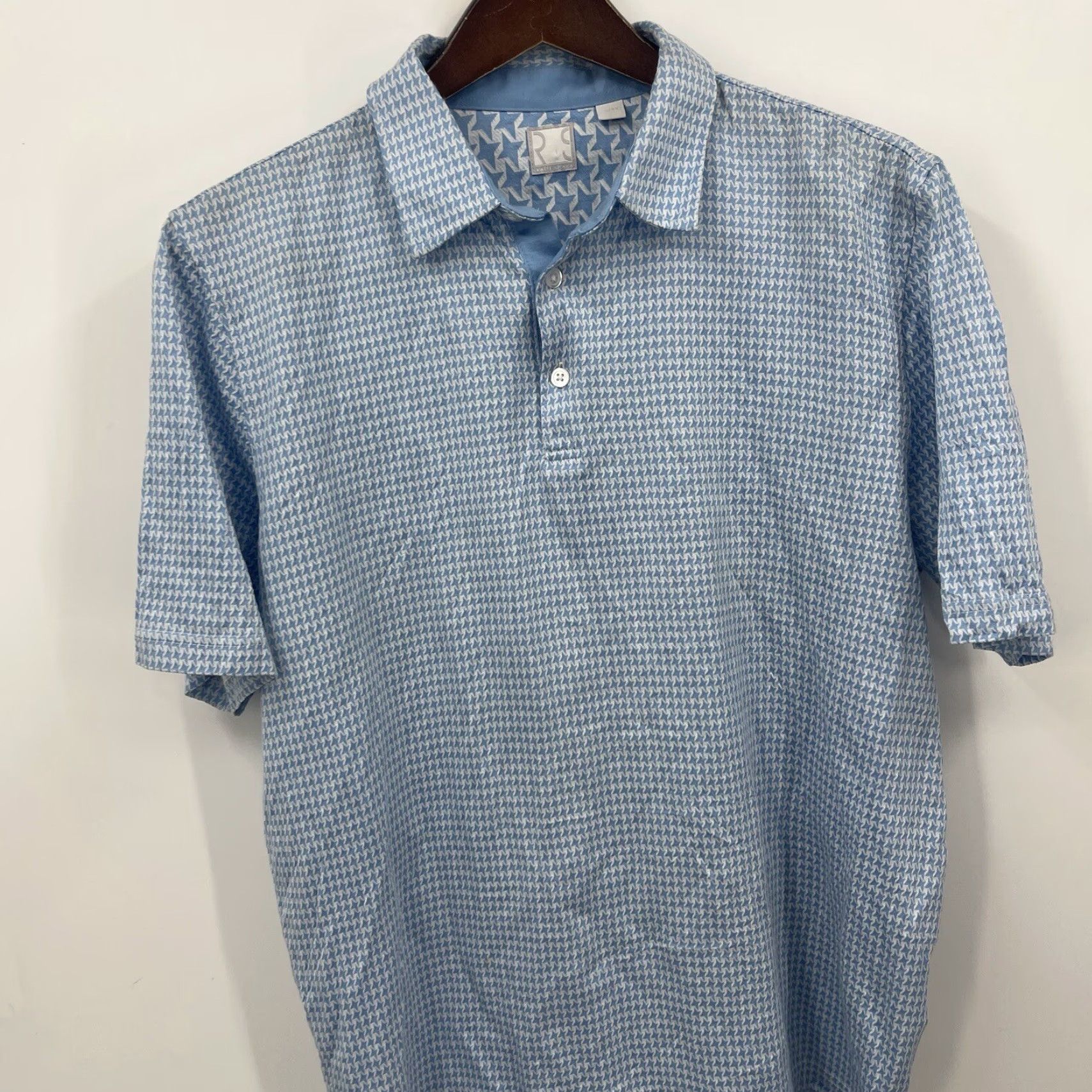Vintage VINTAGE RAFFI SHAYA Polo Golf Shirt Men L Blue Houndstooth Classic 90s Theme Golf Size US L / EU 52-54 / 3 - 4 Thumbnail
