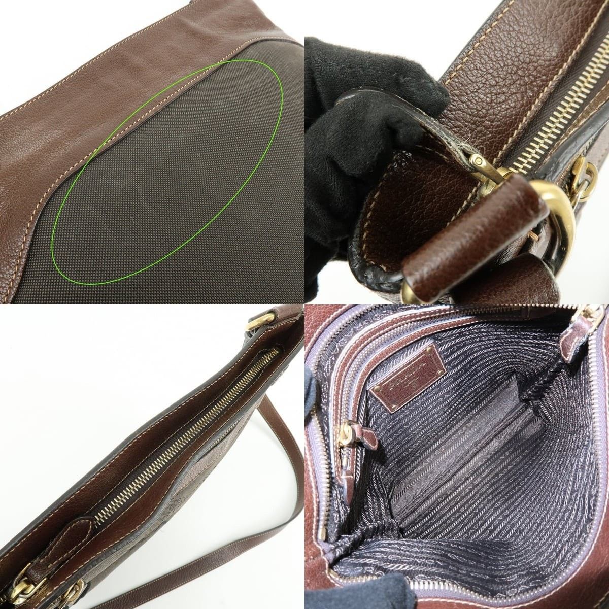 Prada Prada Logo Jacquard Leather Crossbody Bag Brown Size ONE SIZE - 7 Thumbnail