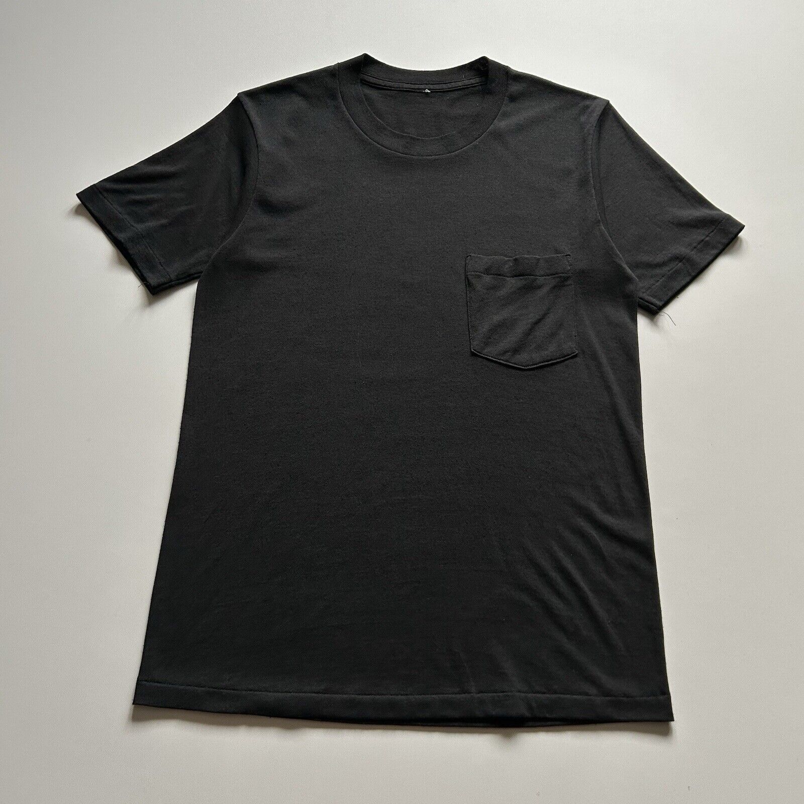 Vintage 90s Faded Black Pocket T Shirt Small Single Stitched