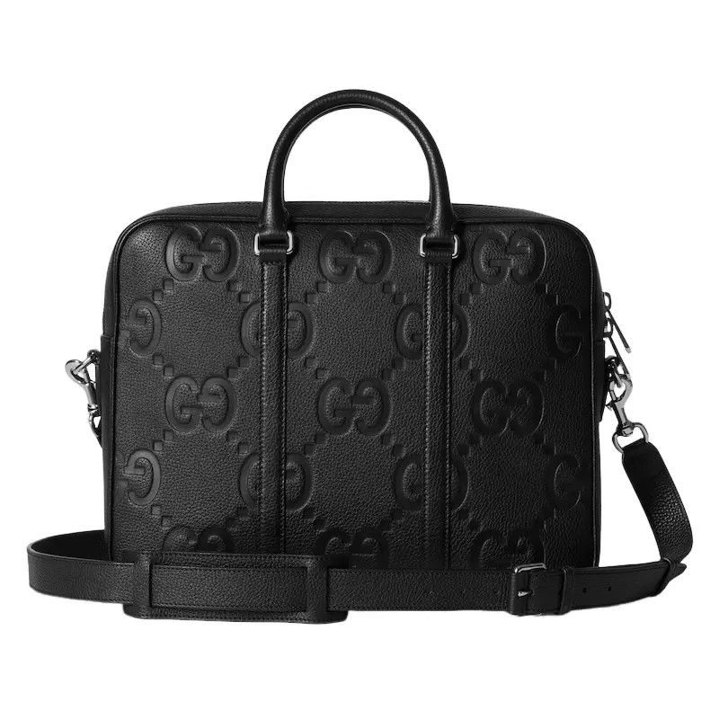 Gucci GUCCI Medium Black Jumbo GG Leather Briefcase New Size ONE SIZE - 3 Thumbnail