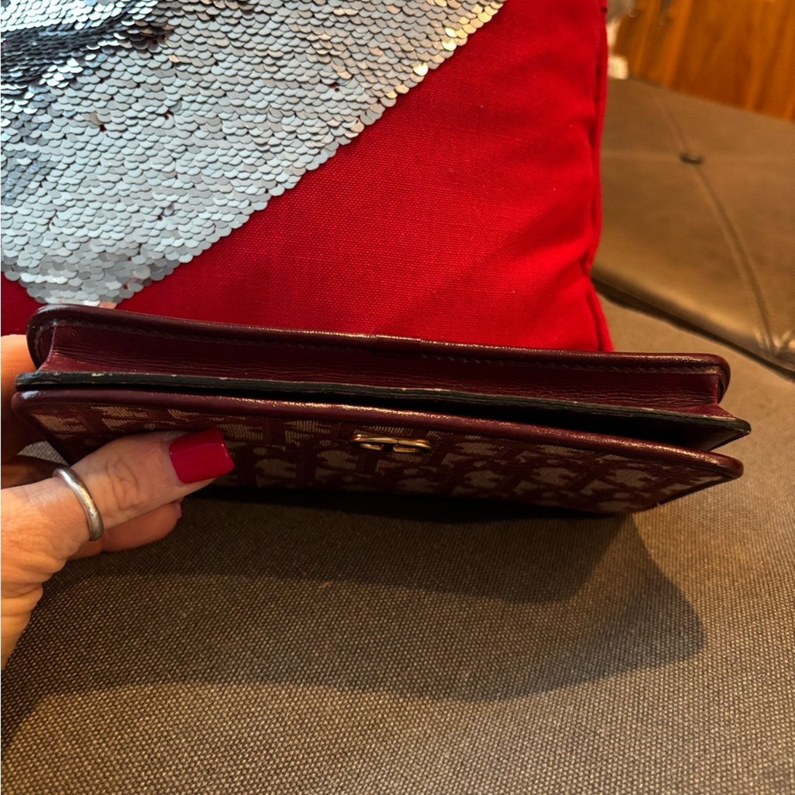Dior Dior Trotter vintage Burgundy Monogram Clutch wallet Size ONE SIZE - 4 Thumbnail