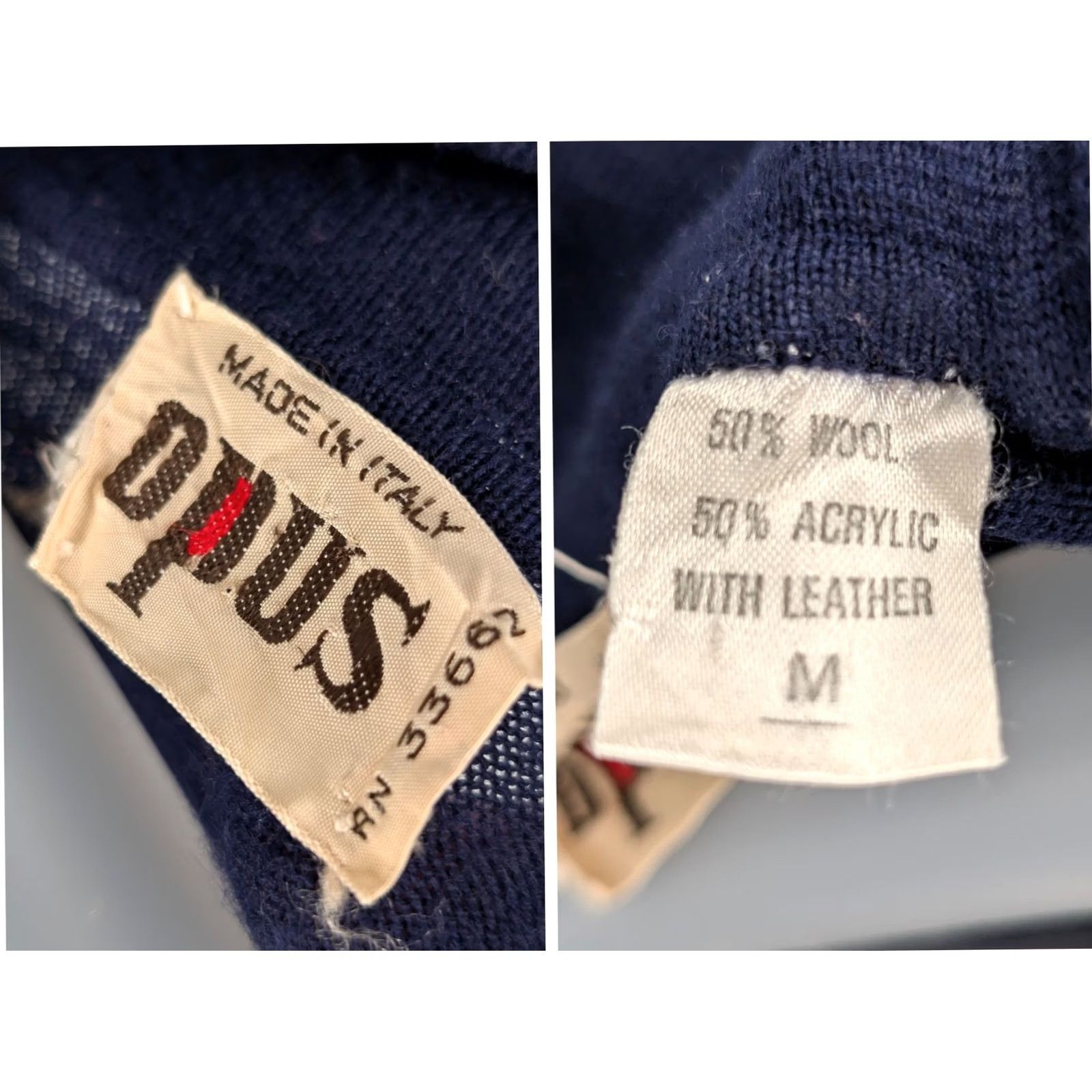 Vintage VINTAGE Opus Sweater Navy Quarter Zip Knit Suede Wool Italian 70s Mod Disco Vintage Men L Long Sleeve Size L XS? Size US L / EU 52-54 / 3 - 4 Thumbnail