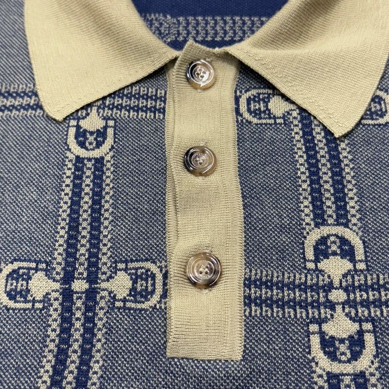 Gucci GucciGeometric pattern printed wool short-sleeved Polo shir Size US M / EU 48-50 / 2 - 6 Thumbnail