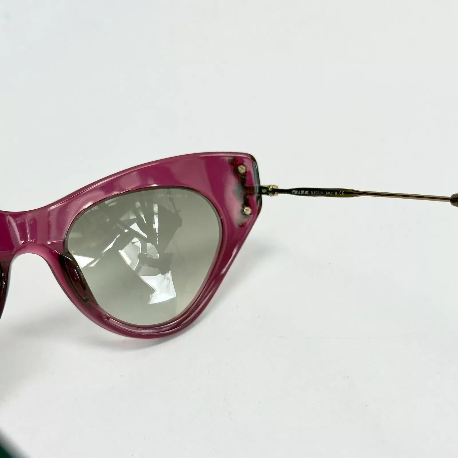 Miu Miu MIU MIU Glow 04P MU04PS Pink Gold Jewel Geometric Sunglasses Size ONE SIZE - 5 Thumbnail