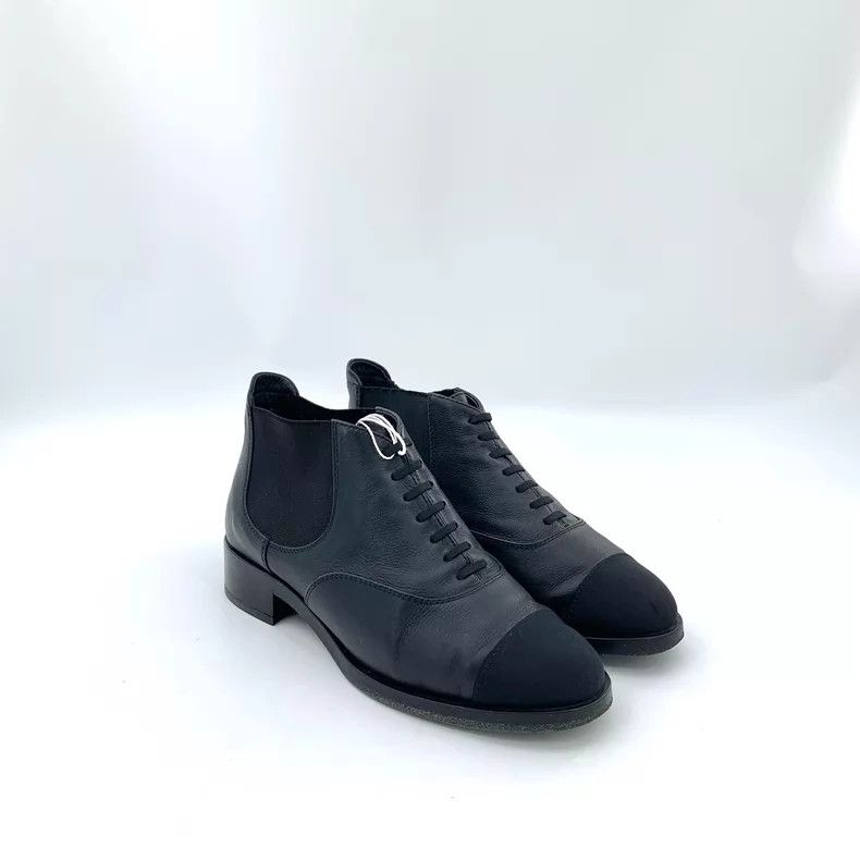 Chanel Chanel Black leather stitched round toe casual boots Size US 6 / IT 36 - 2 Thumbnail